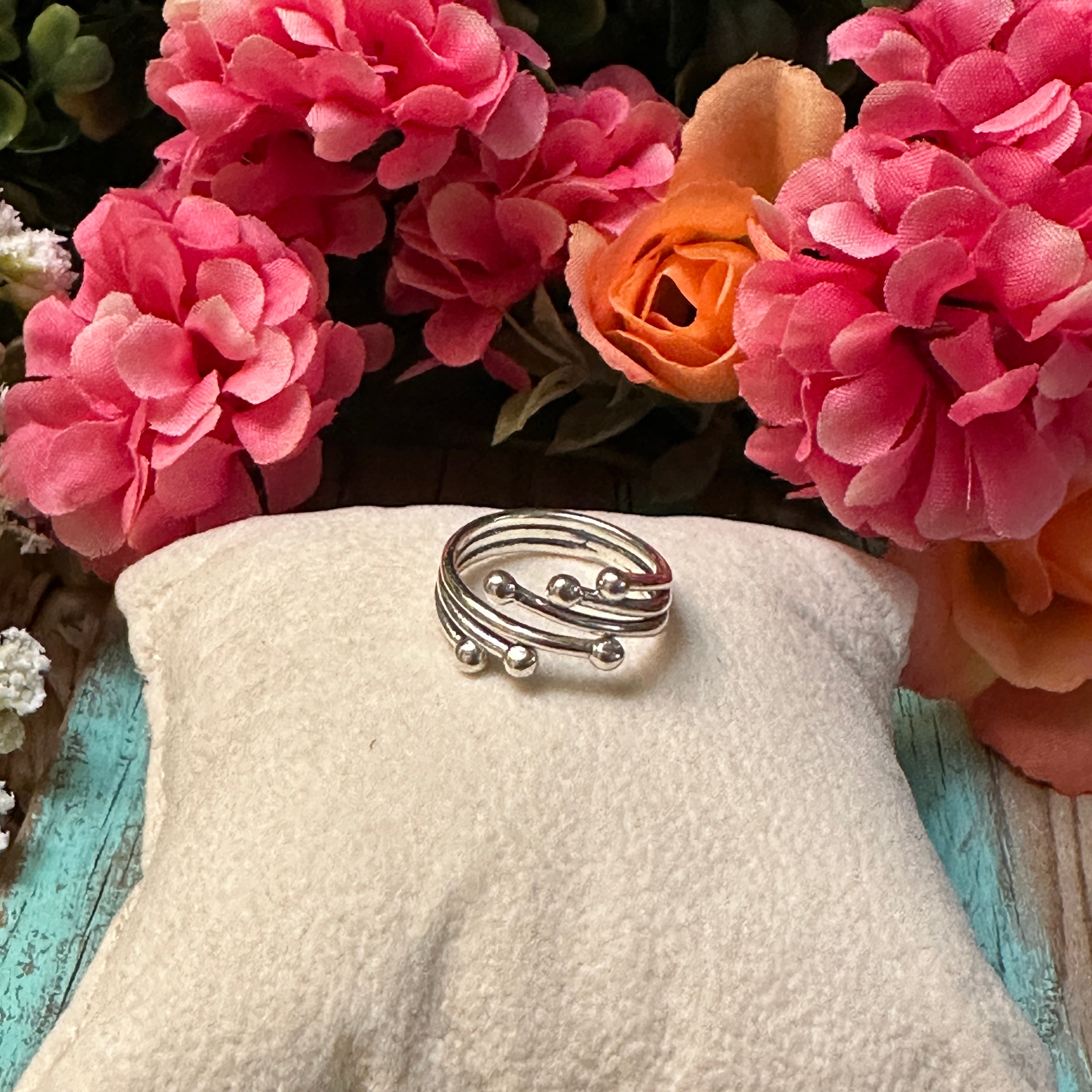 Sterling Silver Etched Three Strand Ring