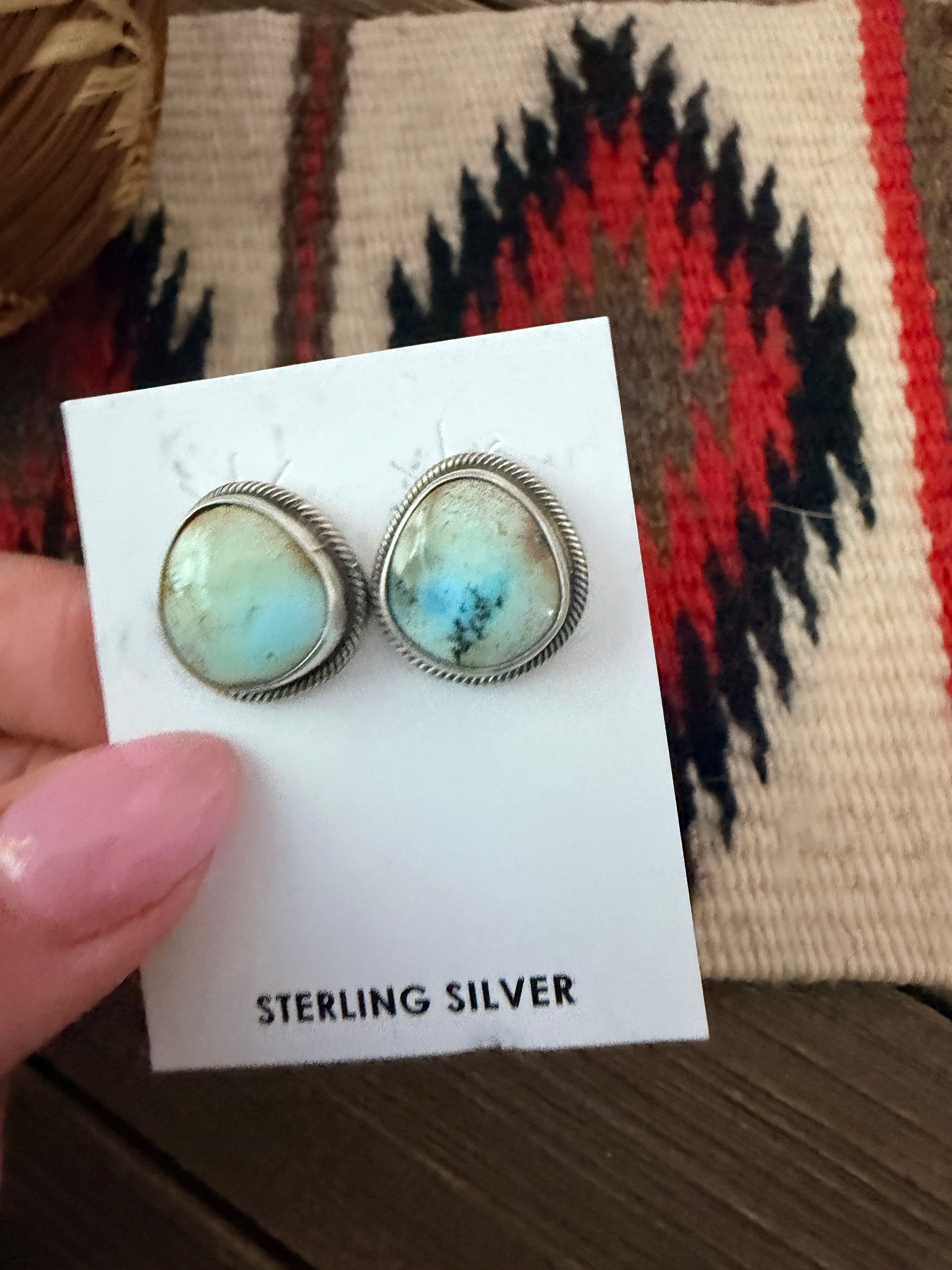 Handcrafted Palomino Turquoise & Sterling Silver Stud Earrings