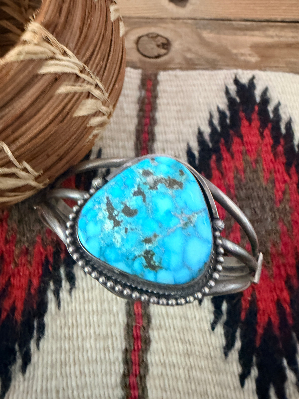 Handcrafted Turquoise & Sterling Silver Cuff Bracelet by Sheila Becenti