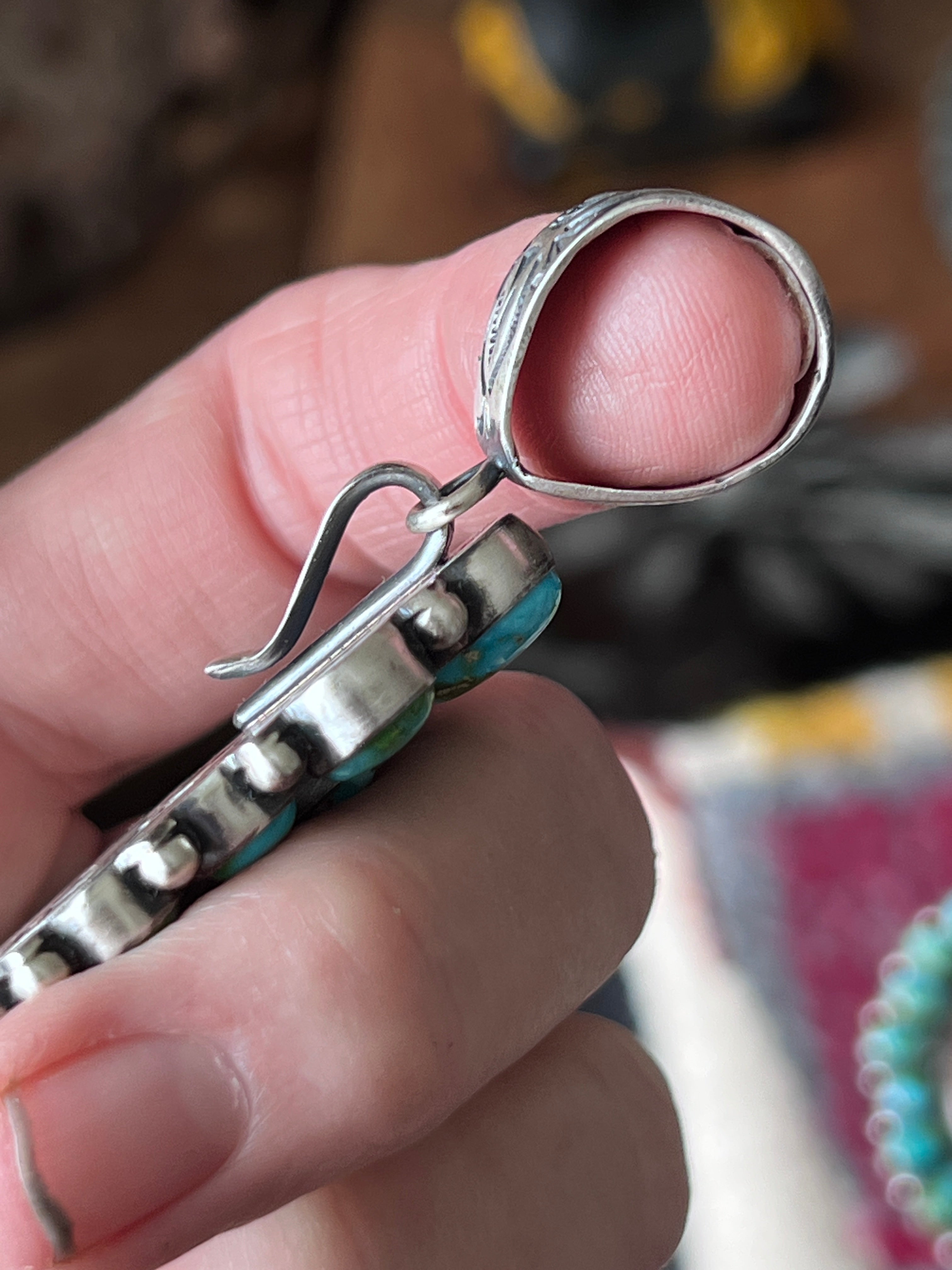 Diane Wylie Sterling Silver, Royston Ribbon & Sonoran Mountain Turquoise Cluster Pendants