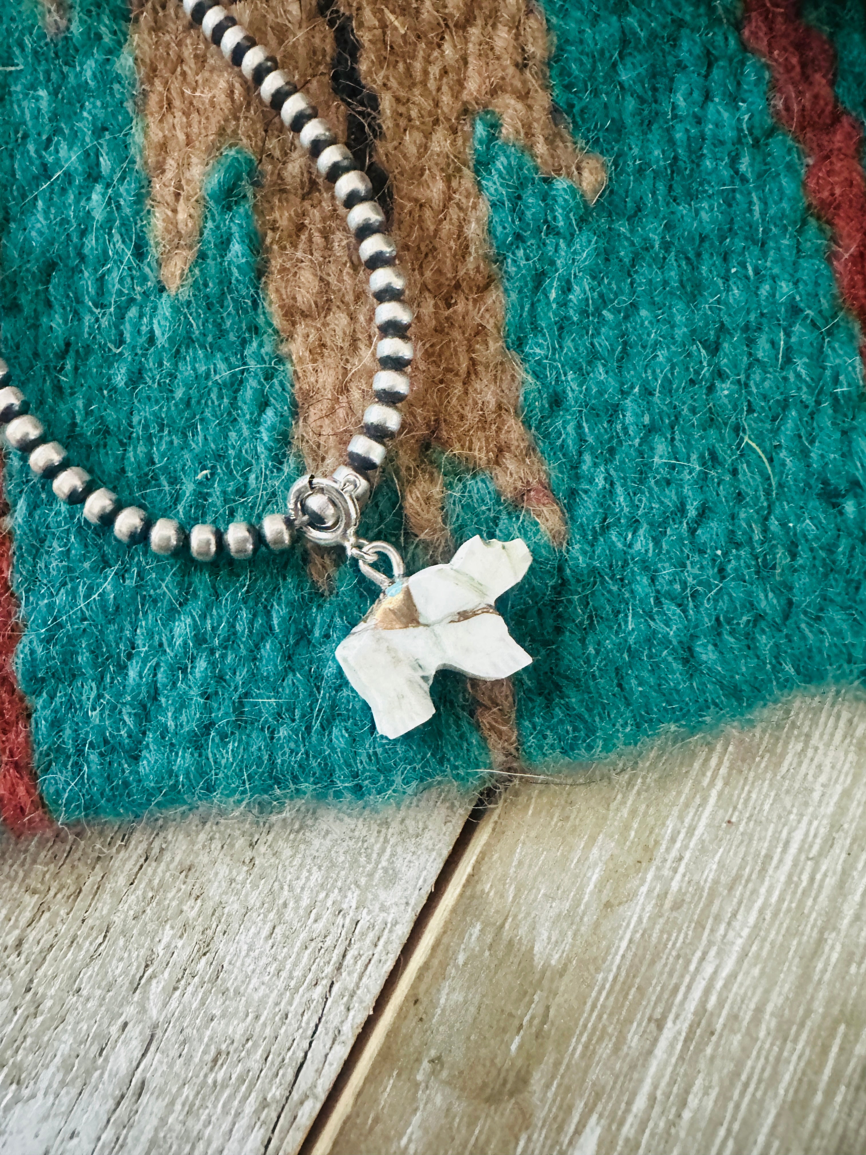 Handcrafted & Hand Carved Blue Mojave Bear Charm