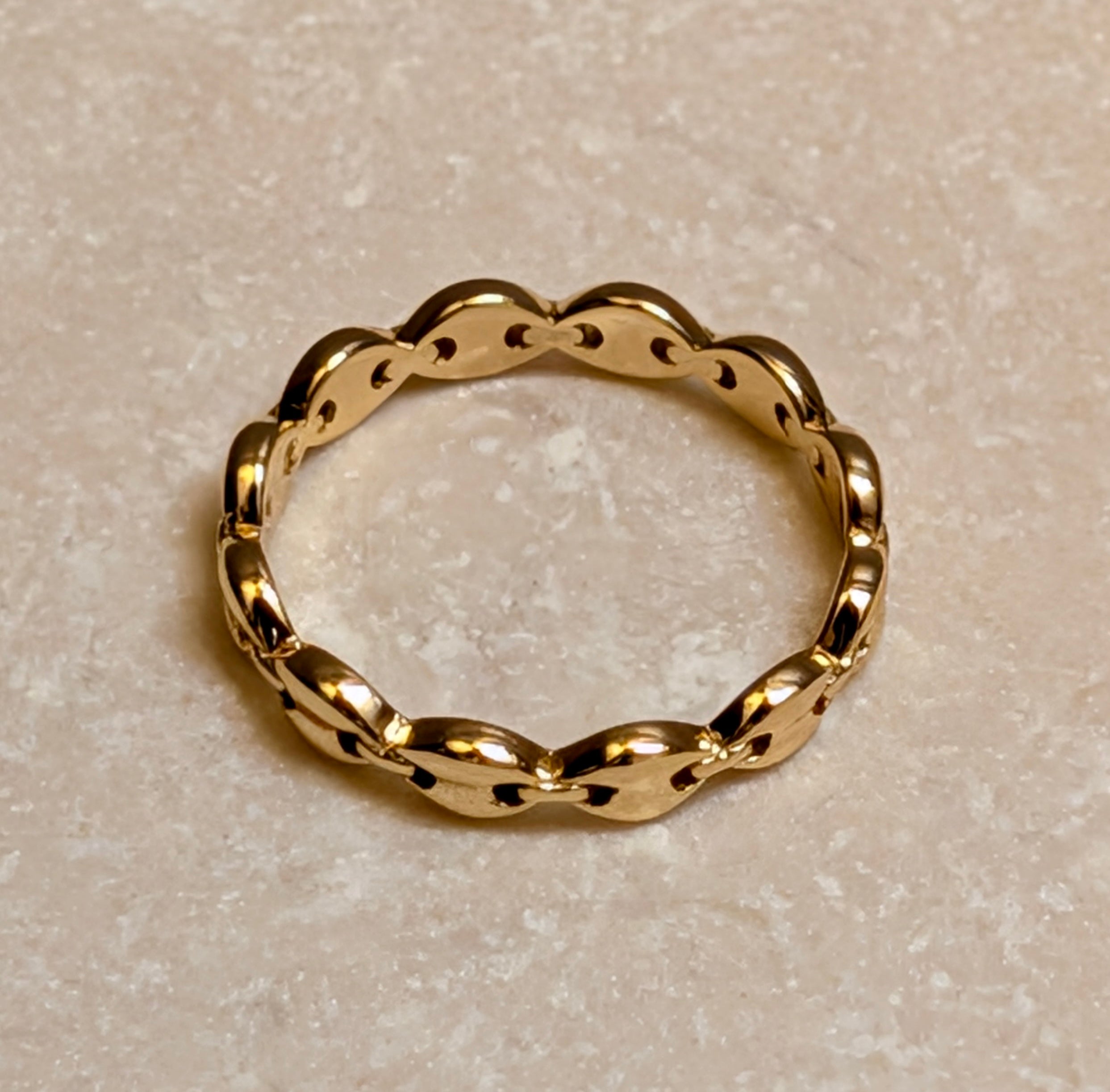14k Gold Sterling Silver Anchor Chain Ring Size 7