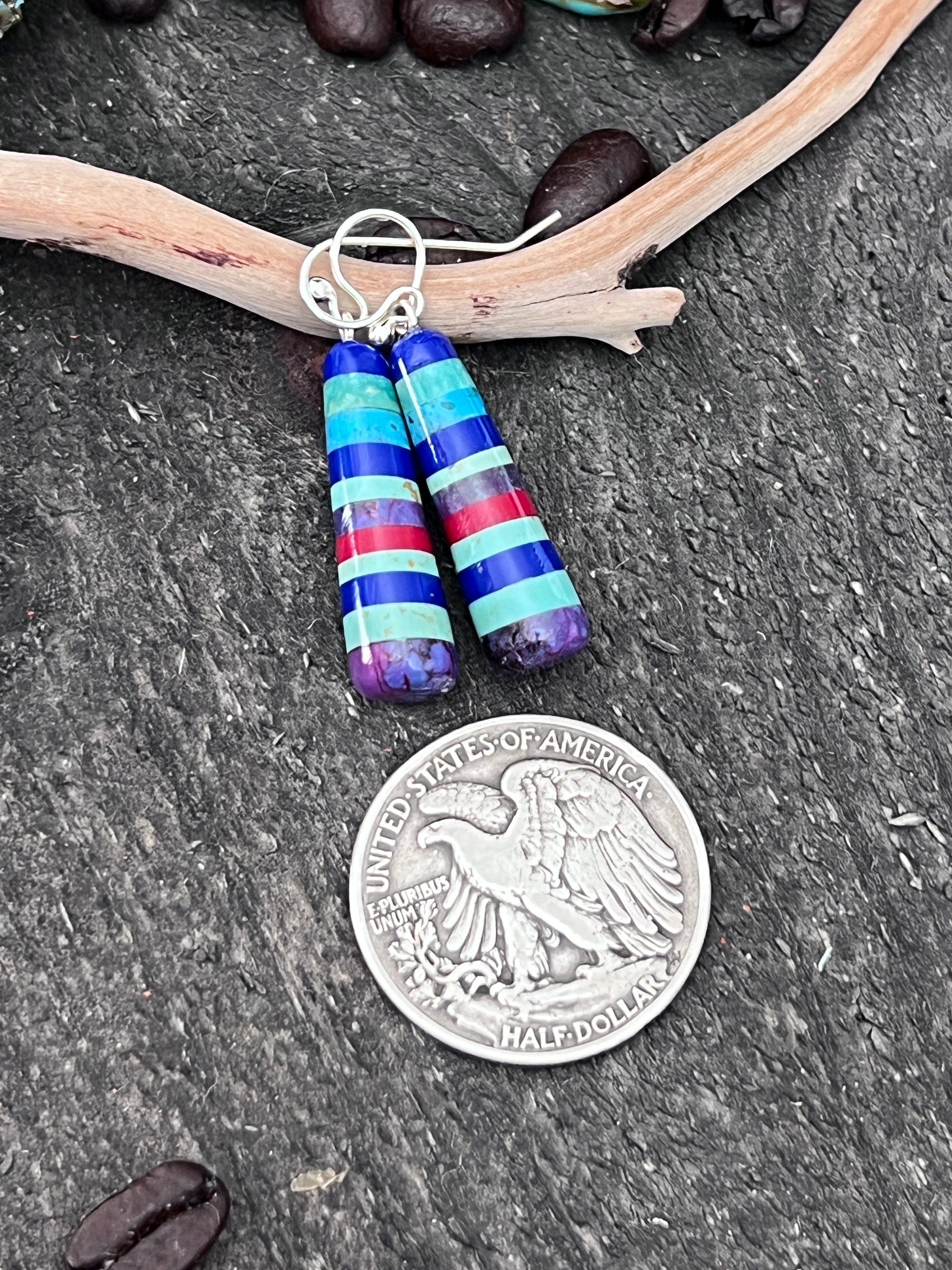 Santo Domingo Layered Multistone Earrings by Ronald Chavez, Stacked Gems #7