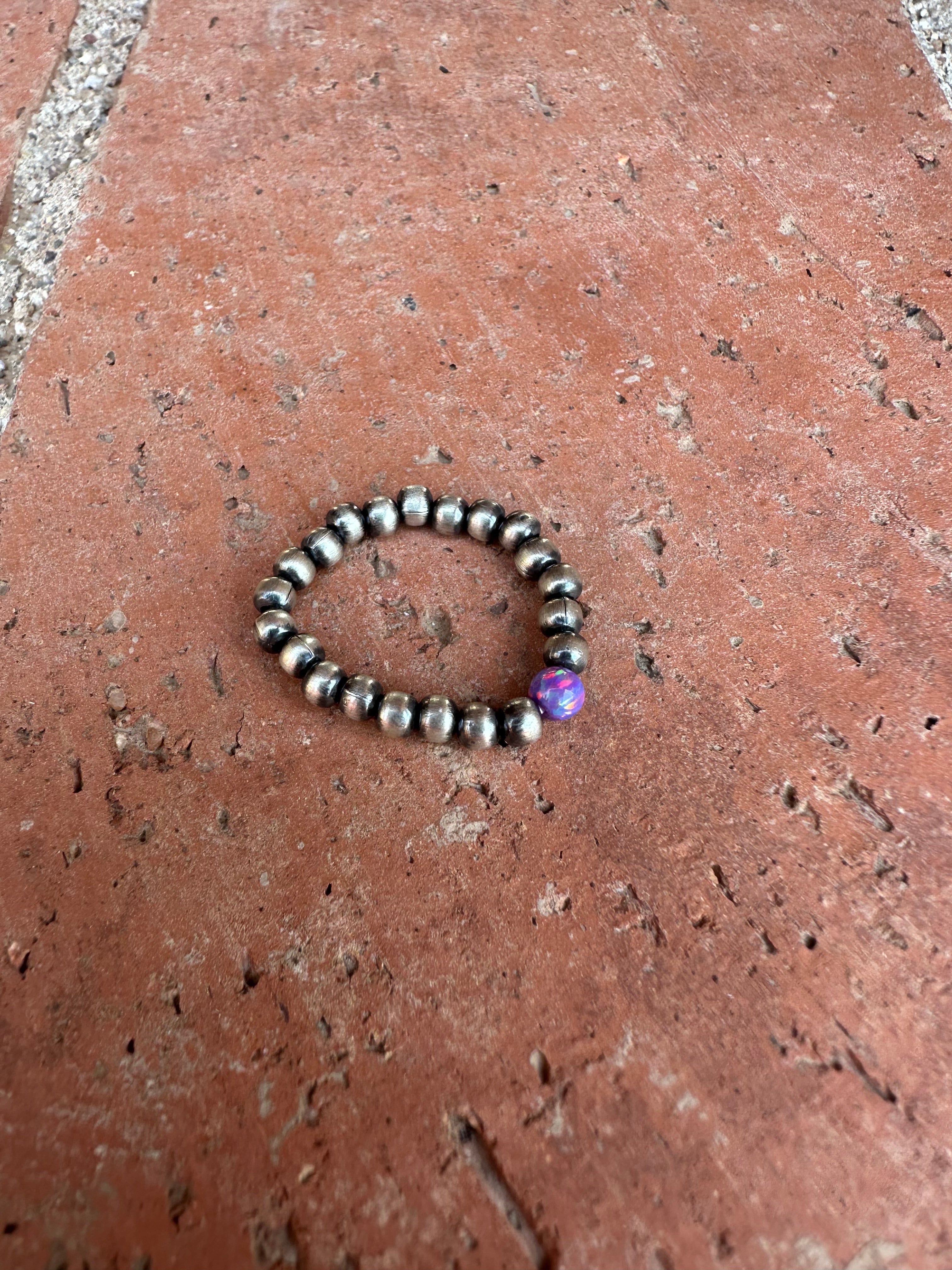 THE VENICE BAND Handmade Sterling Silver Pearl Style Beaded Stretch Ring