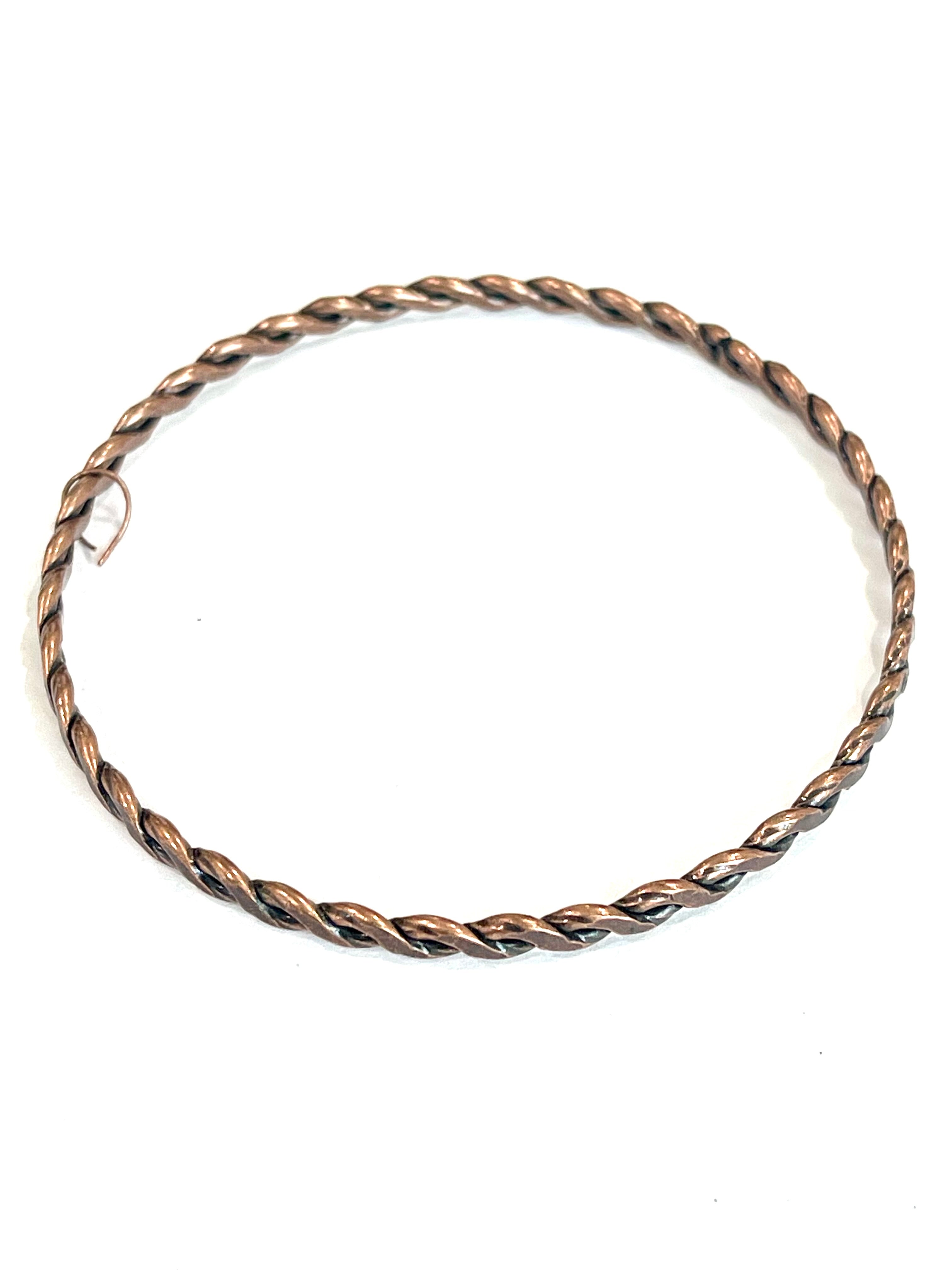 Vintage Handmade Copper Braided Bangle Bracelet