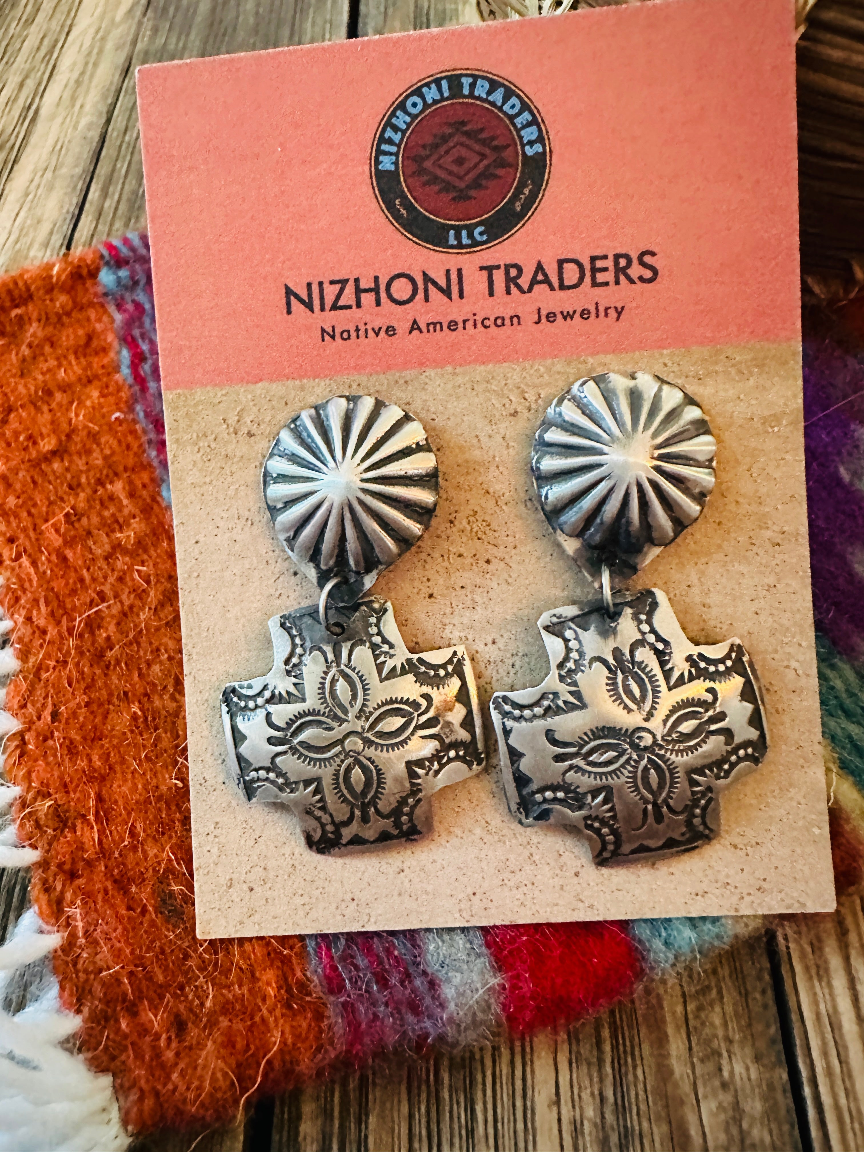 Handcrafted Sterling Silver Concho Dangle Earrings