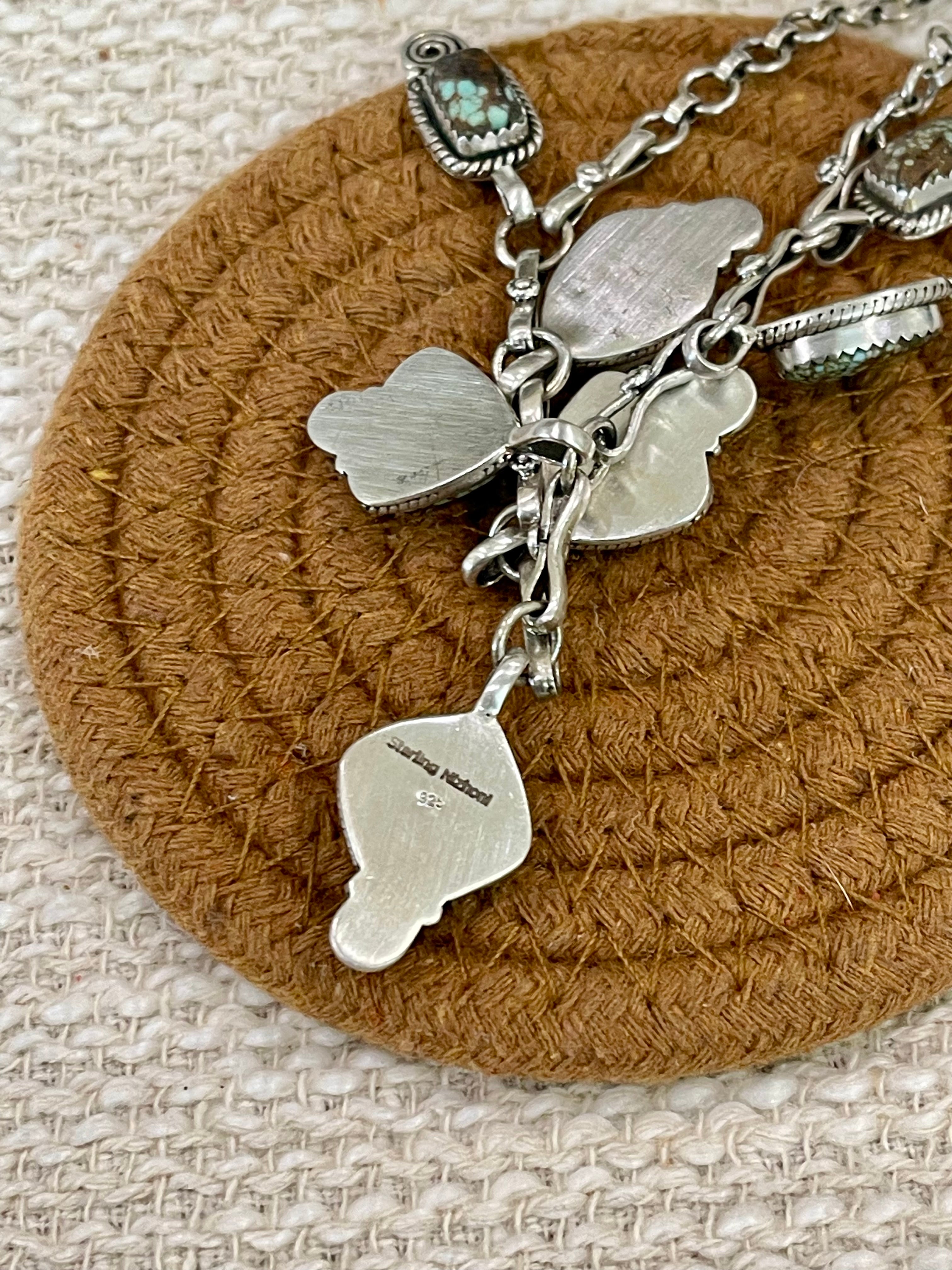 Handmade Sterling Silver Number 8 Turquoise Necklace with Signed Nizhoni