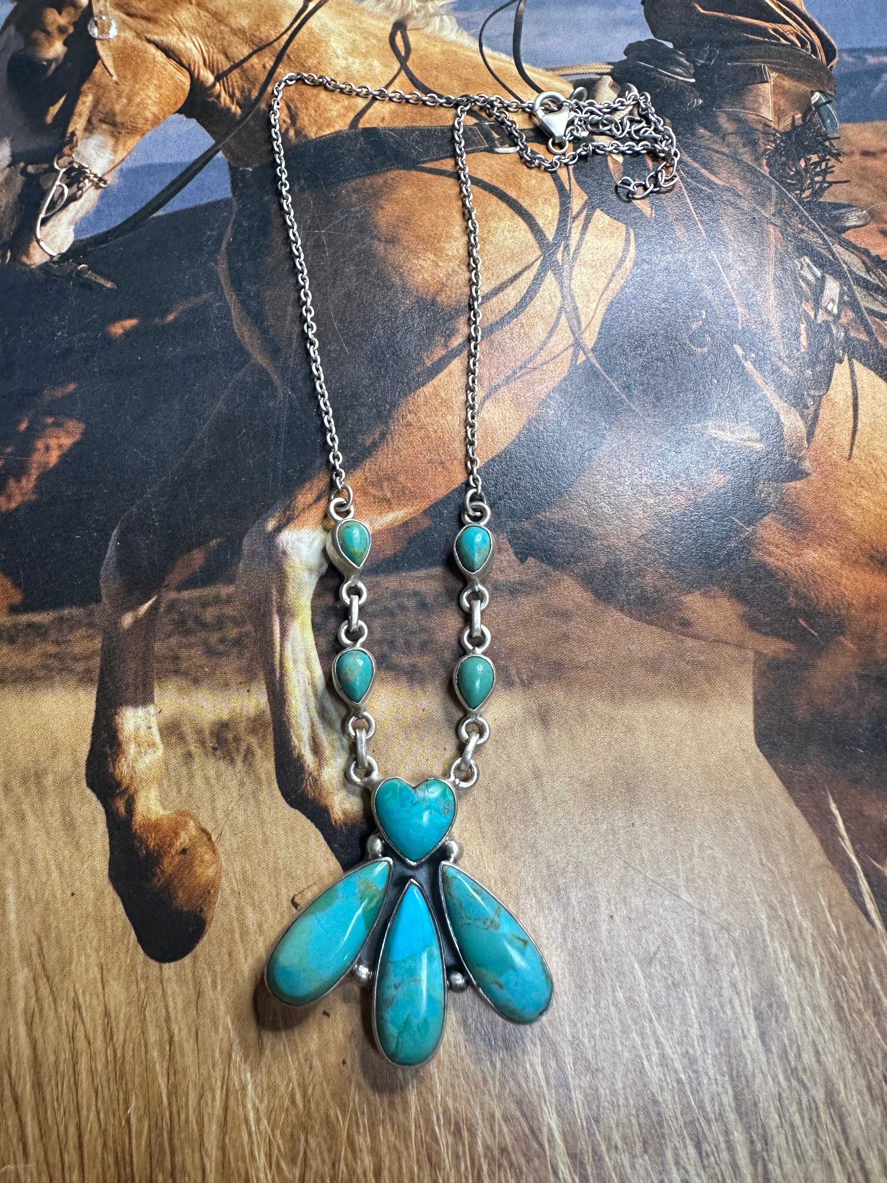 Handmade Sterling Silver & Turquoise Heart Necklace