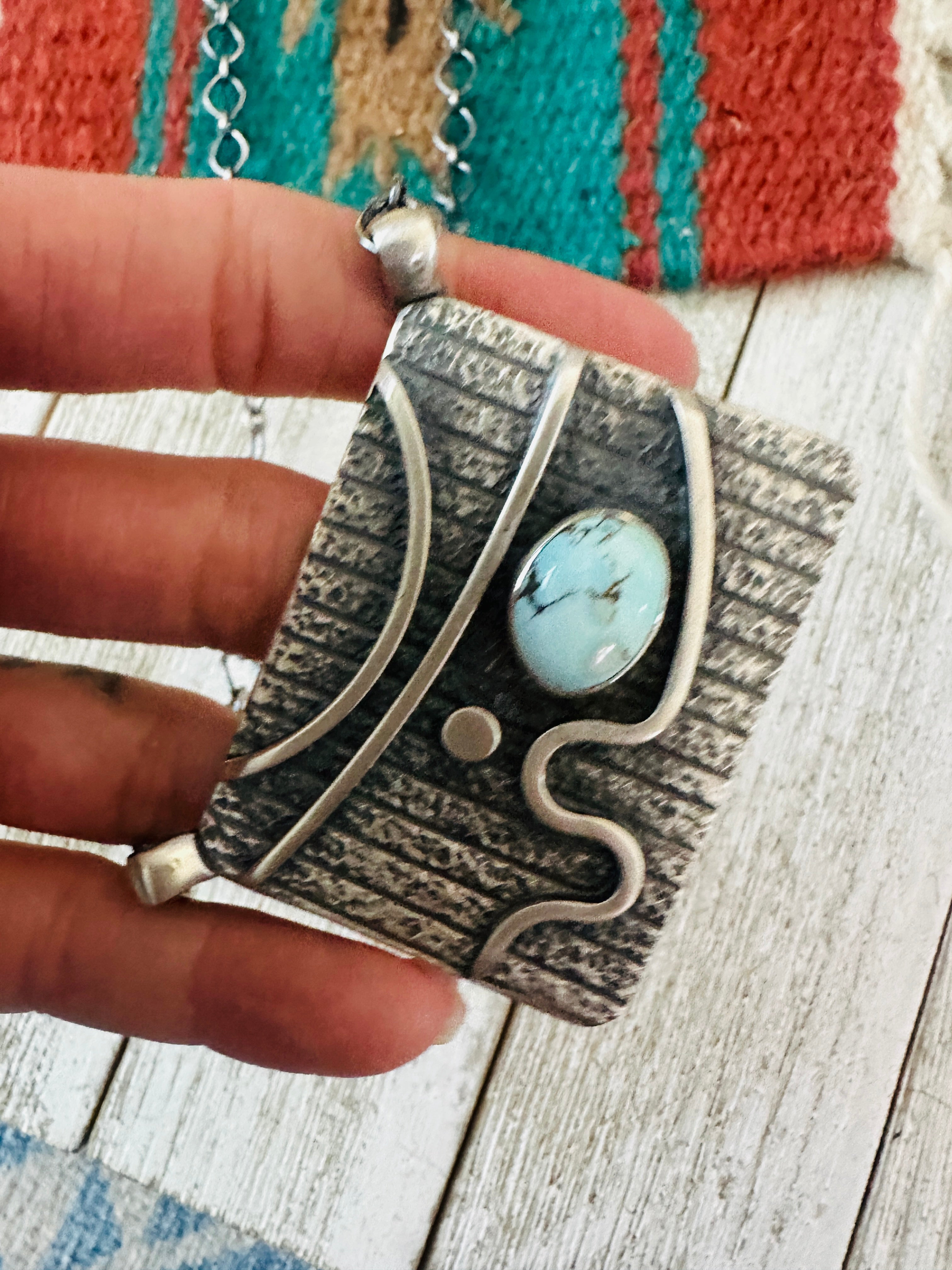 Handcrafted Sterling Silver & Golden Hills Turquoise Abstract Necklace