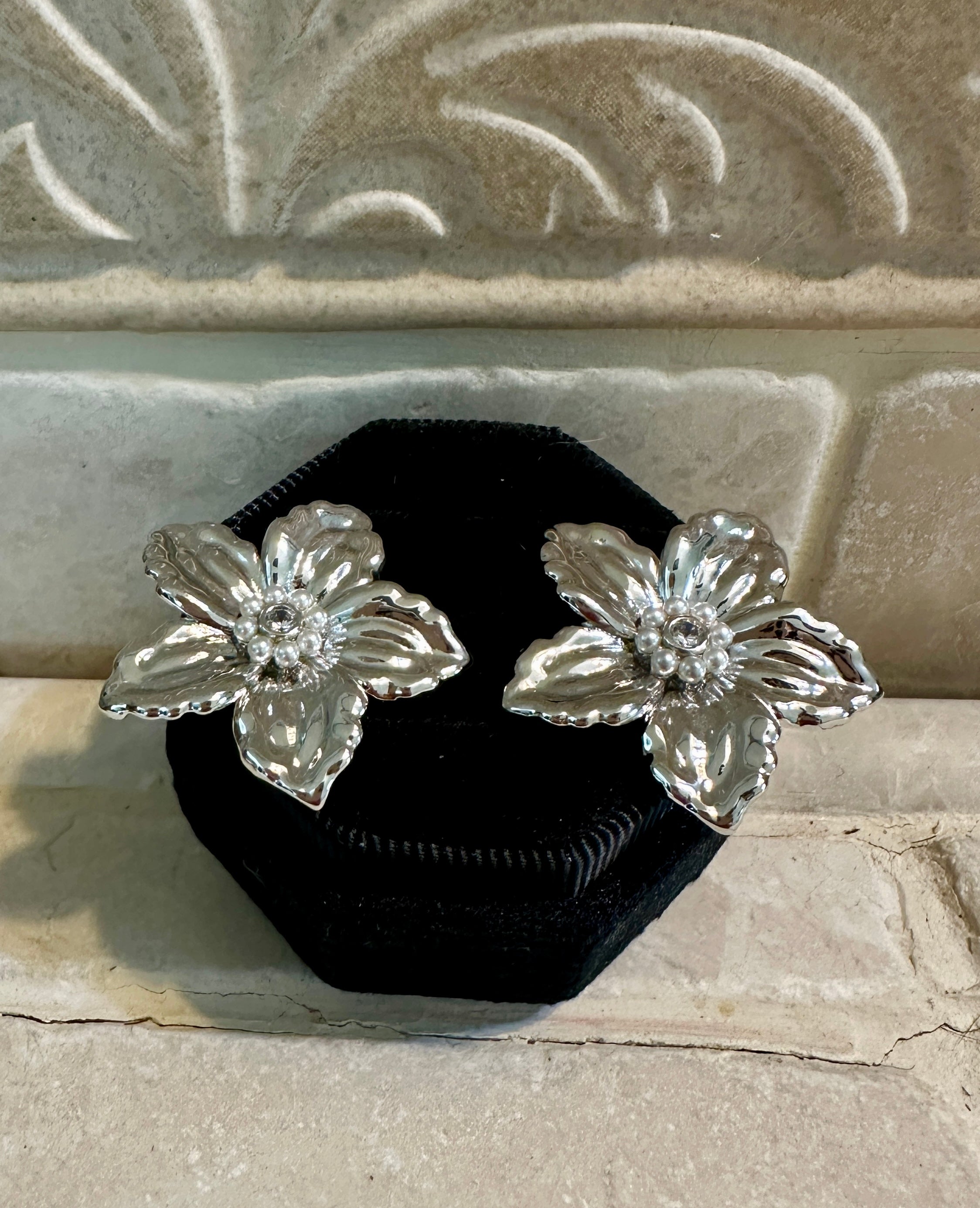 Ottilia Pearl & CZ Flower Stud Earrings