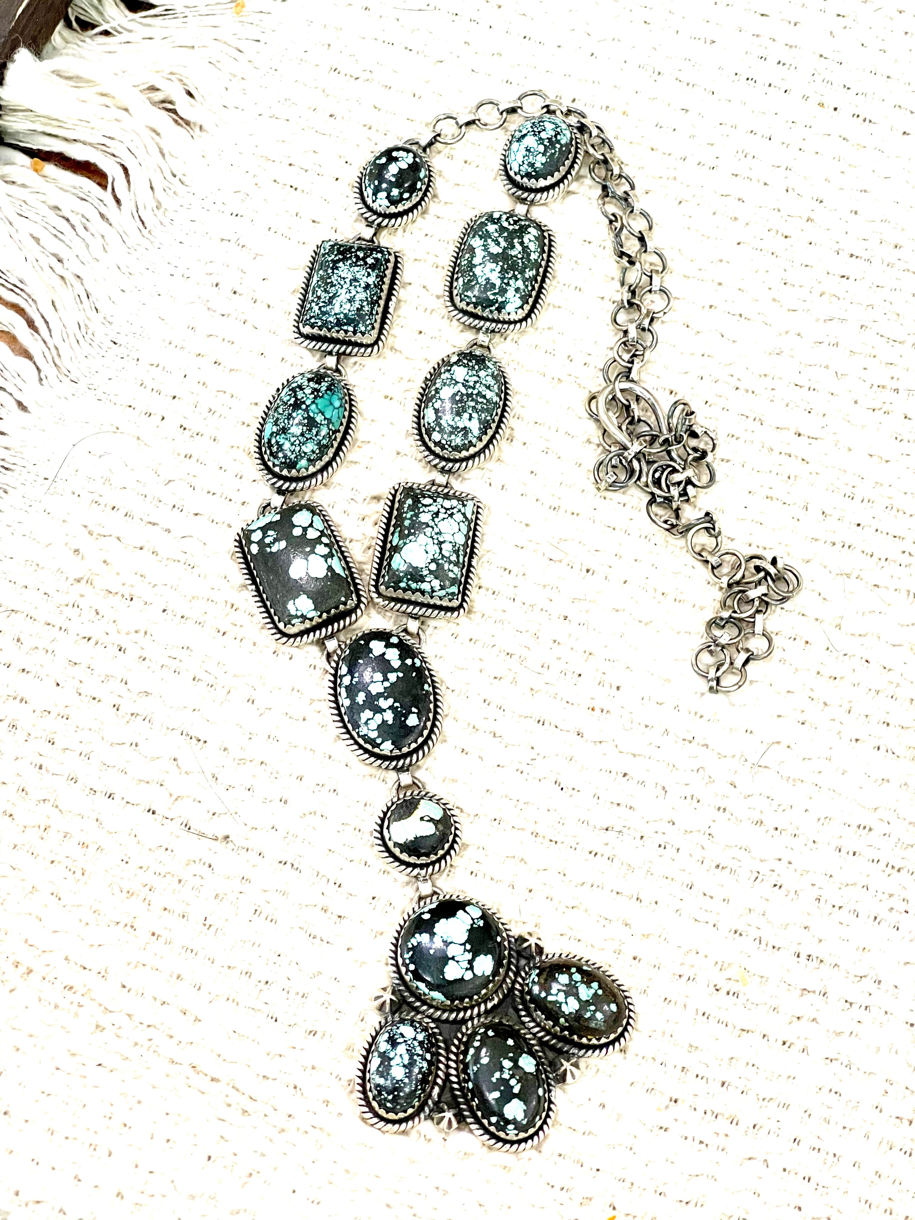 Handcrafted Sterling Silver & New Lander Turquoise Necklace