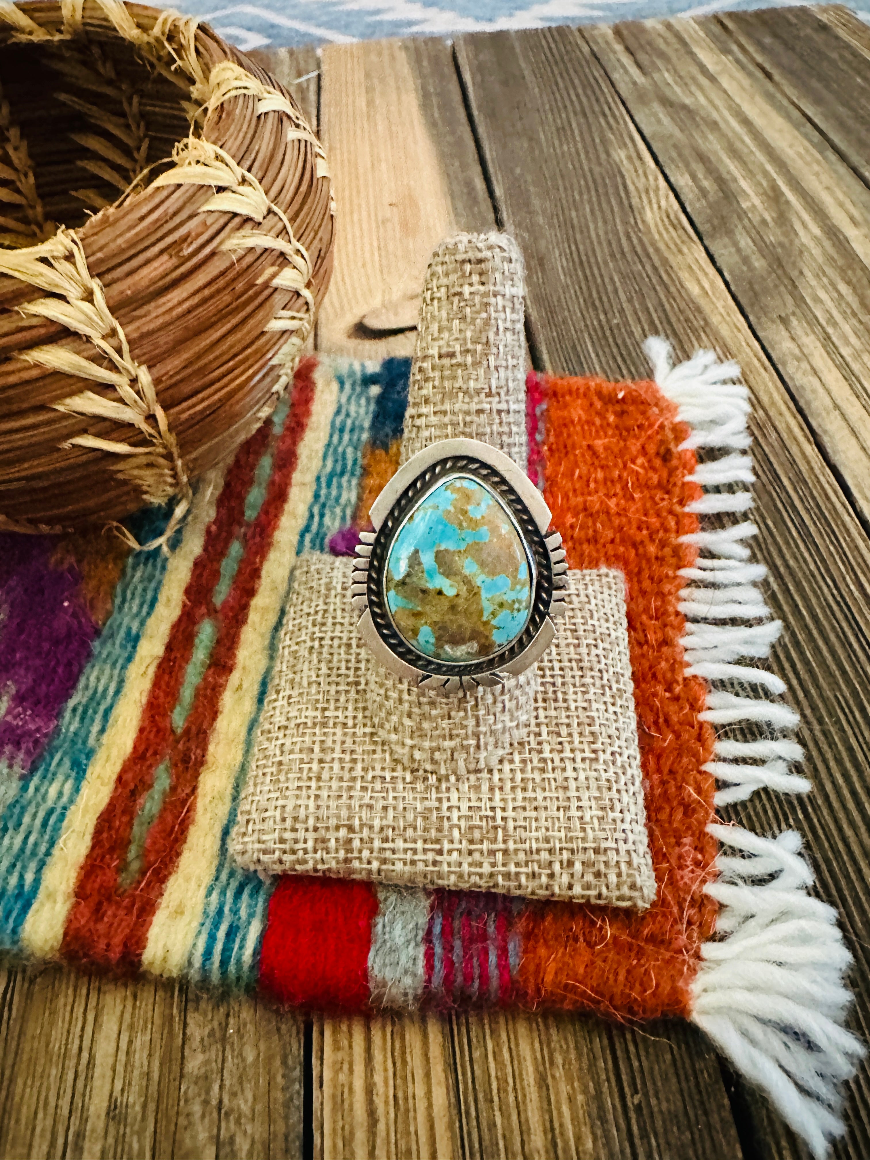 Handcrafted Sterling Silver & Turquoise Adjustable Ring