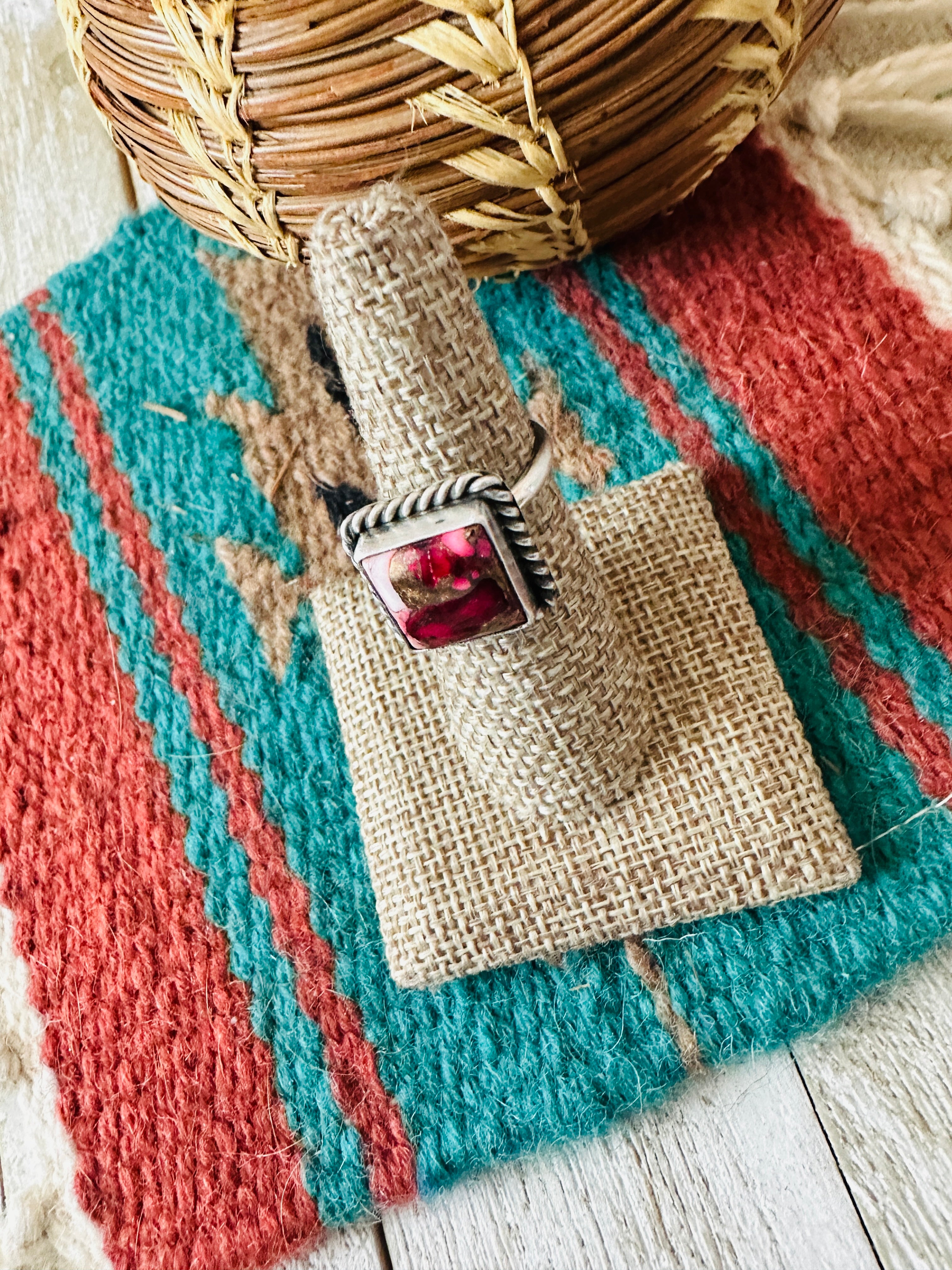 Handcrafted Sterling Silver & Rose Dahlia Adjustable Ring