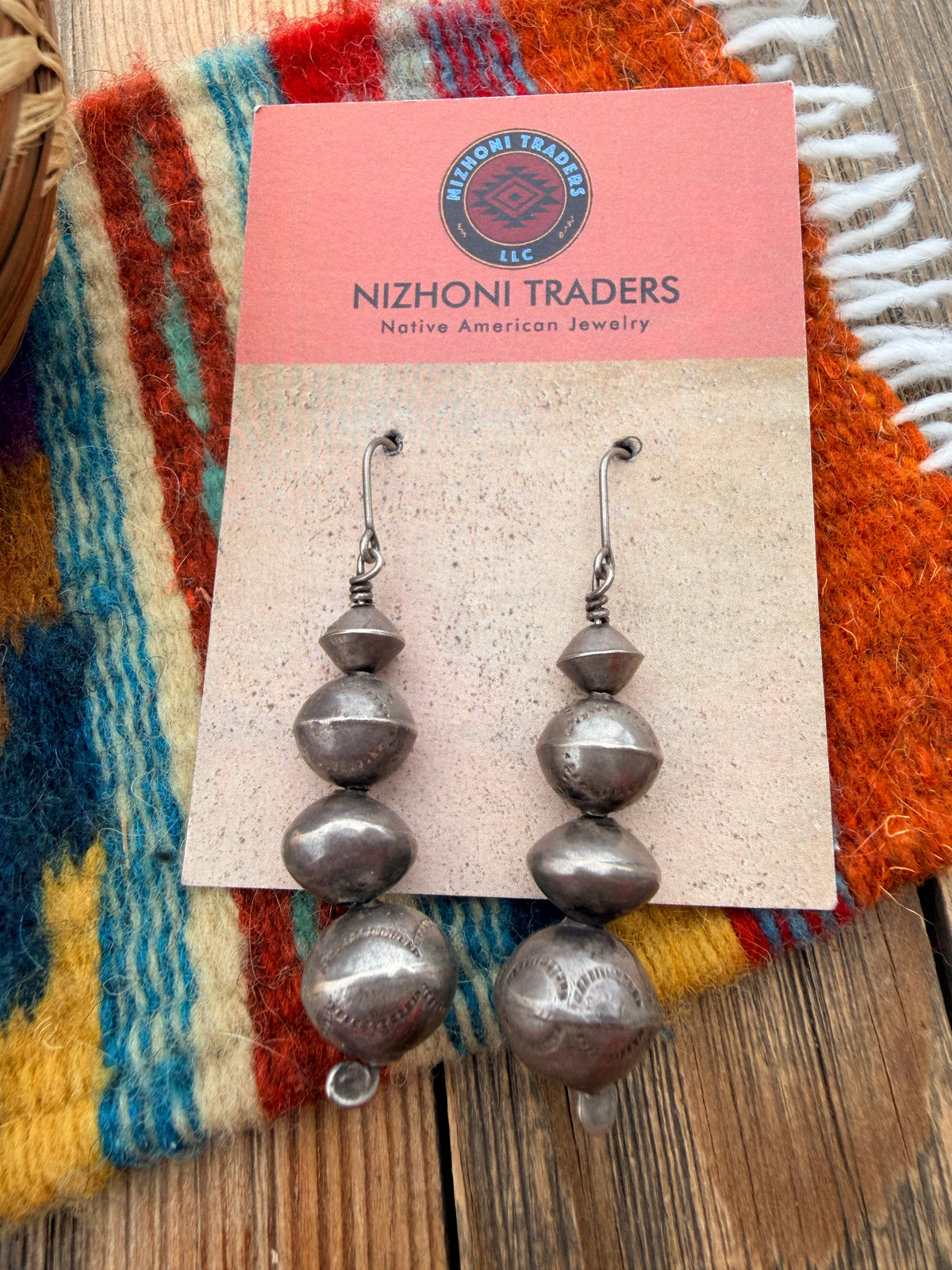Handcrafted Old Pawn Sterling Silver Pearl Beaded Dangle Earrings
