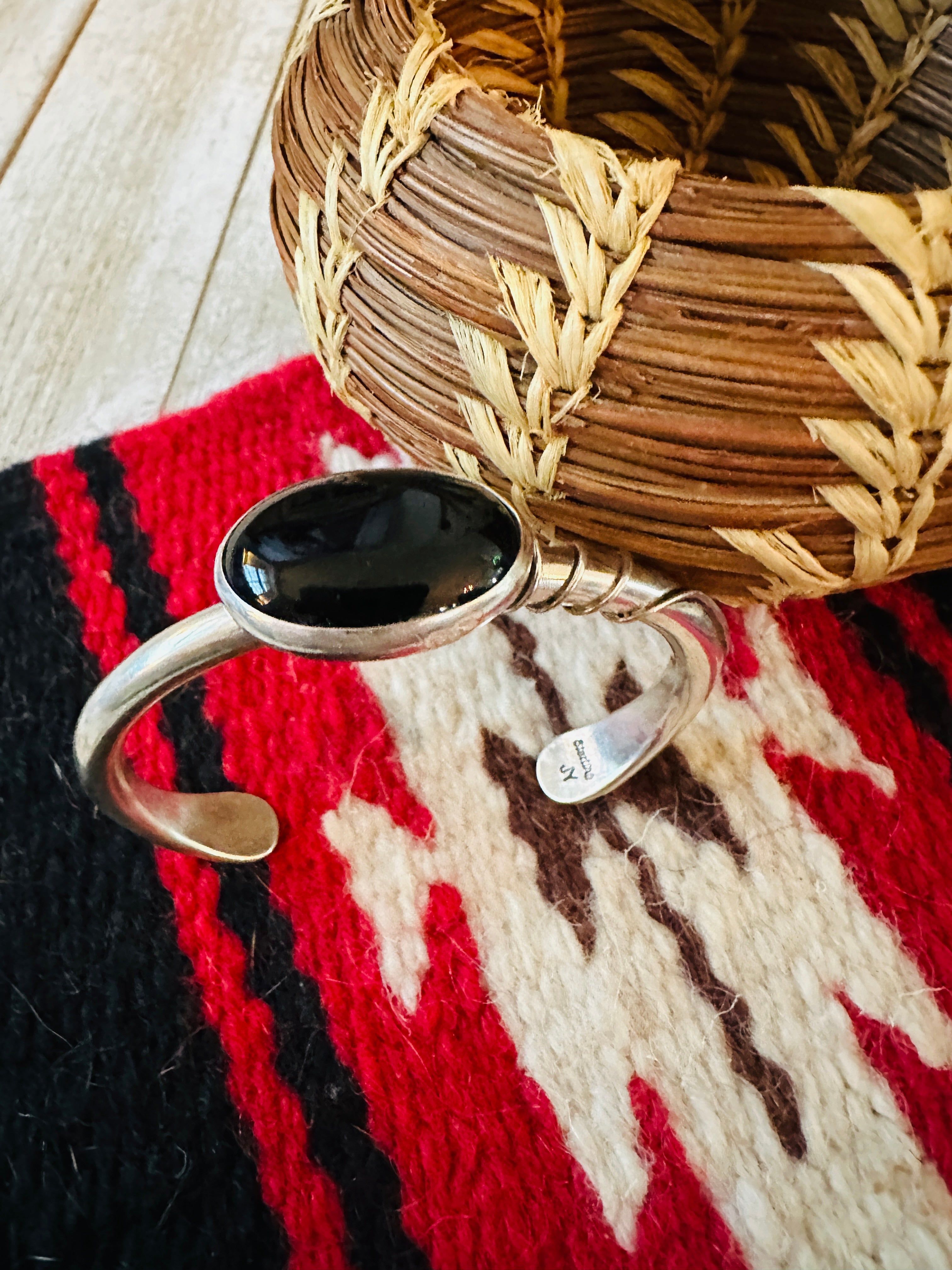 Handcrafted Sterling Silver & Black Onyx Cuff Bracelet