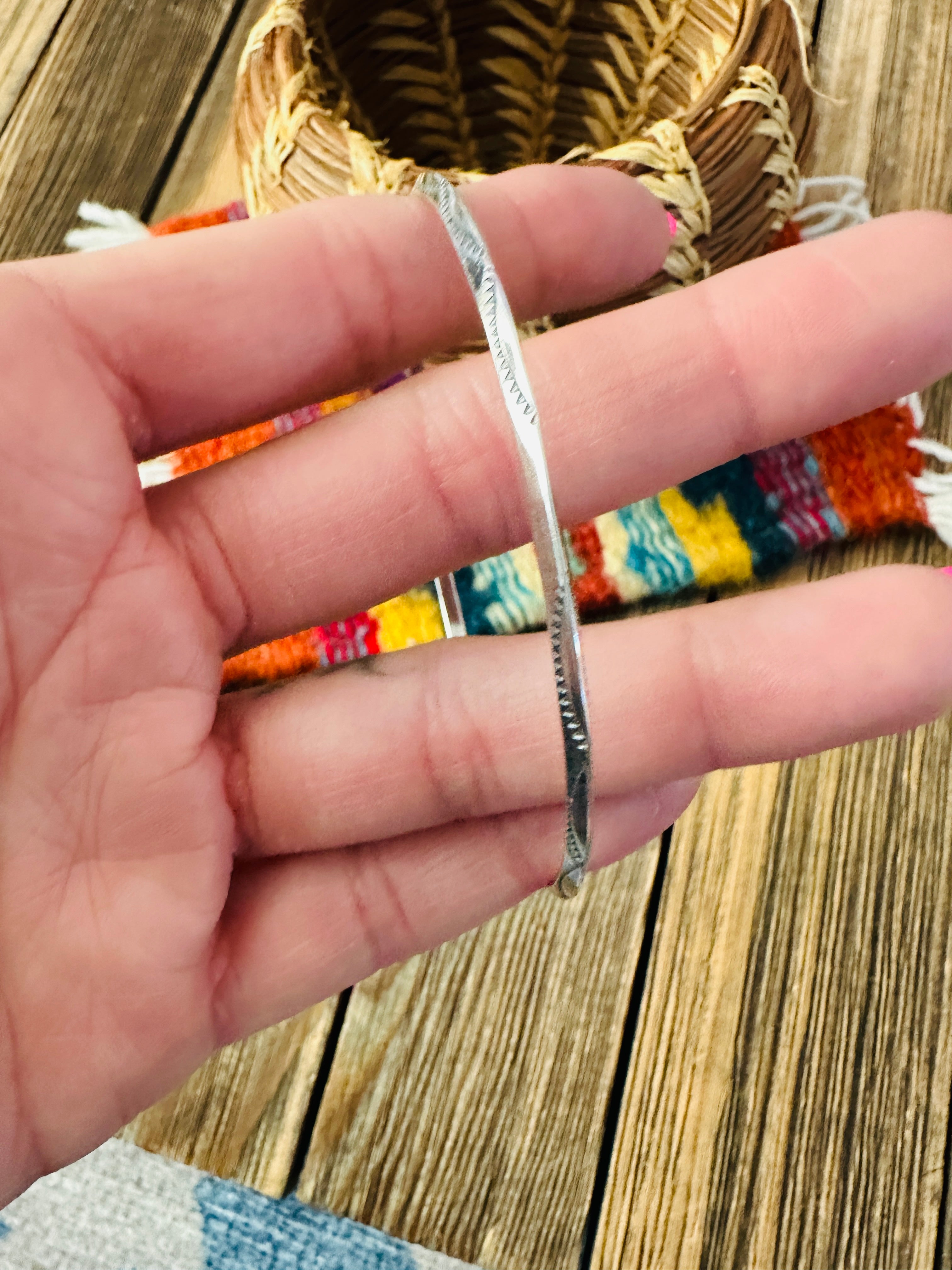 Hand Stamped Sterling Silver Bangle Bracelet