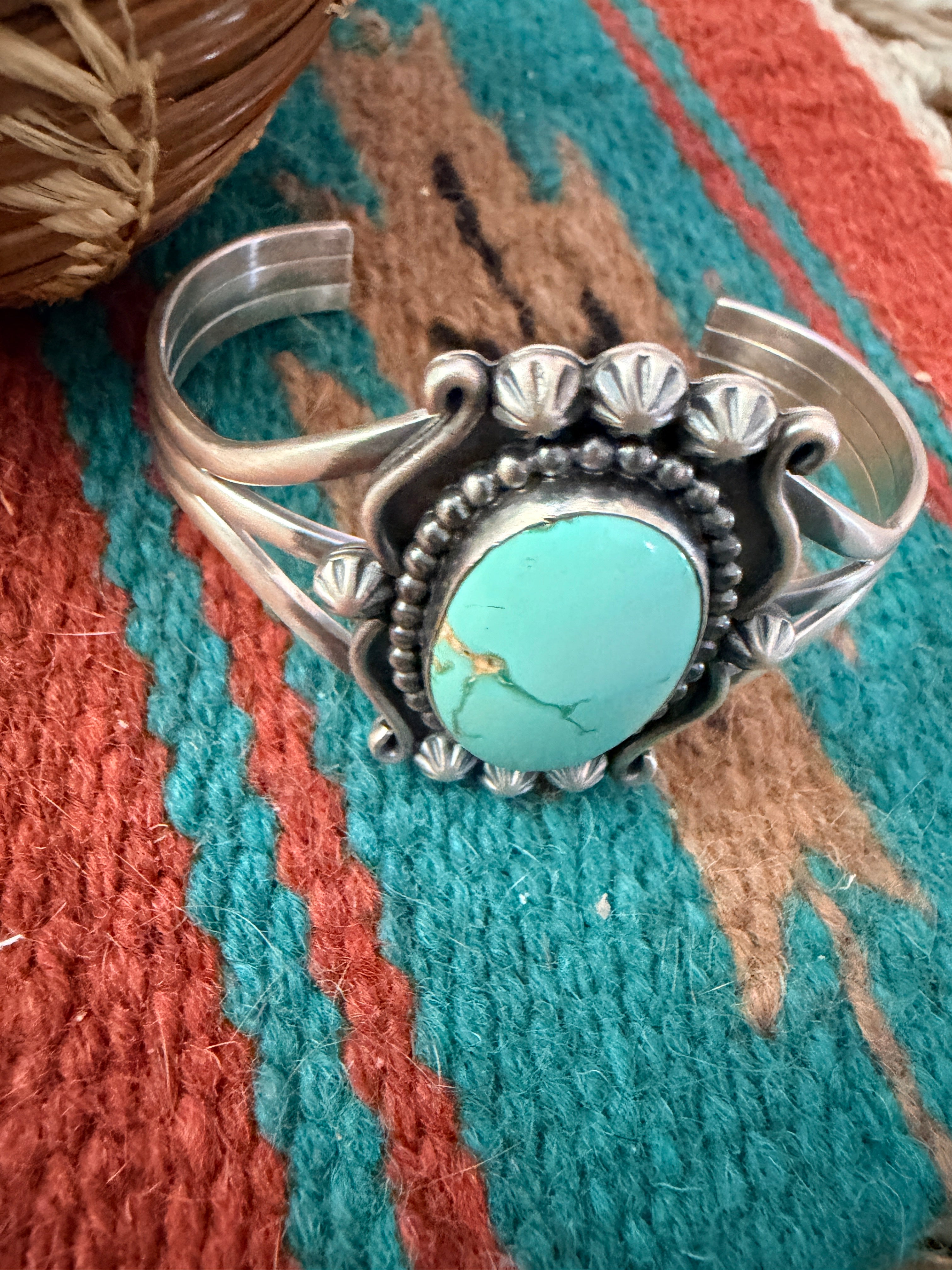 Handcrafted Sterling Silver and Turquoise Cuff Bracelet