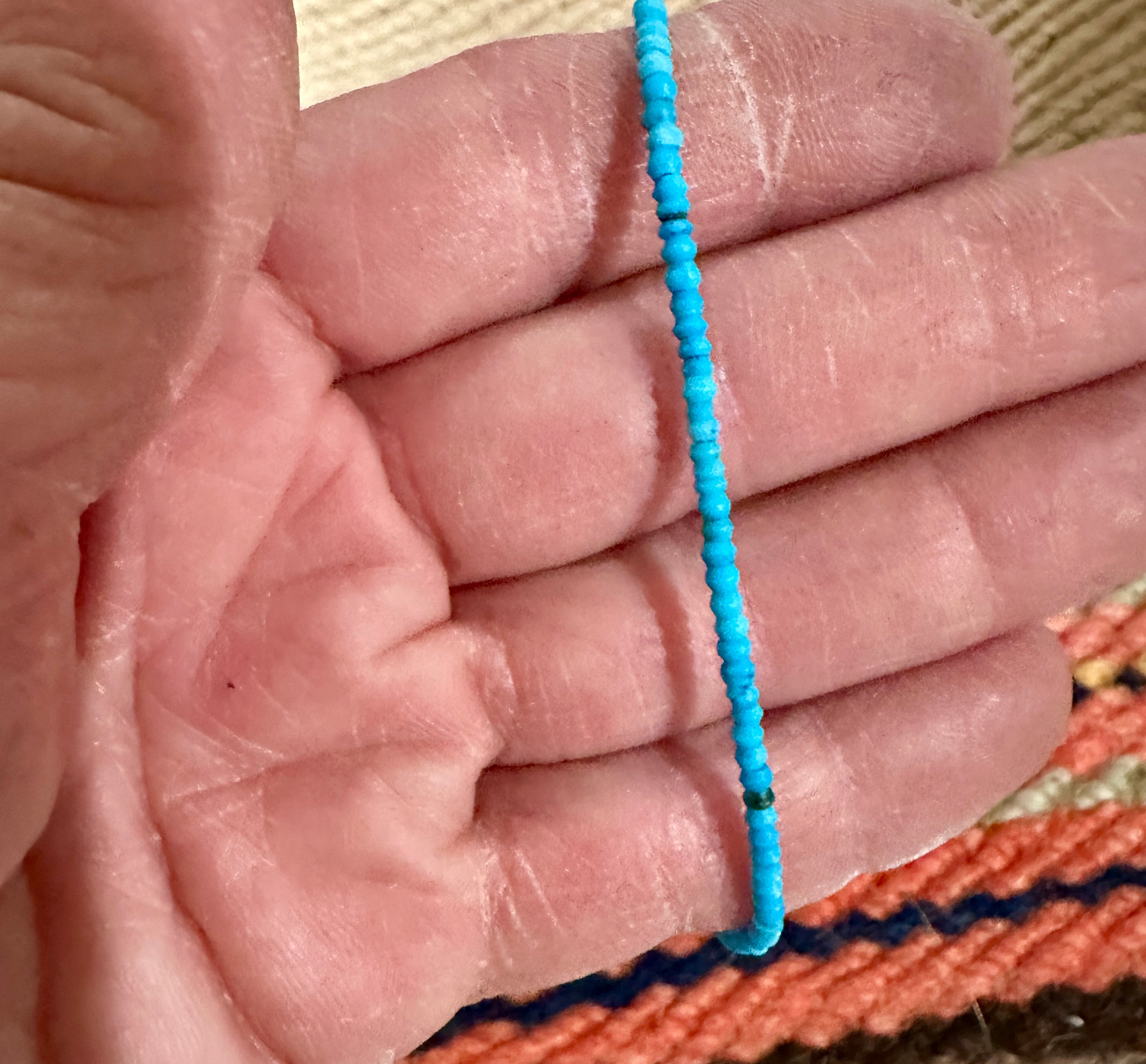 Sterling Silver 2mm Turquoise Beaded Necklace