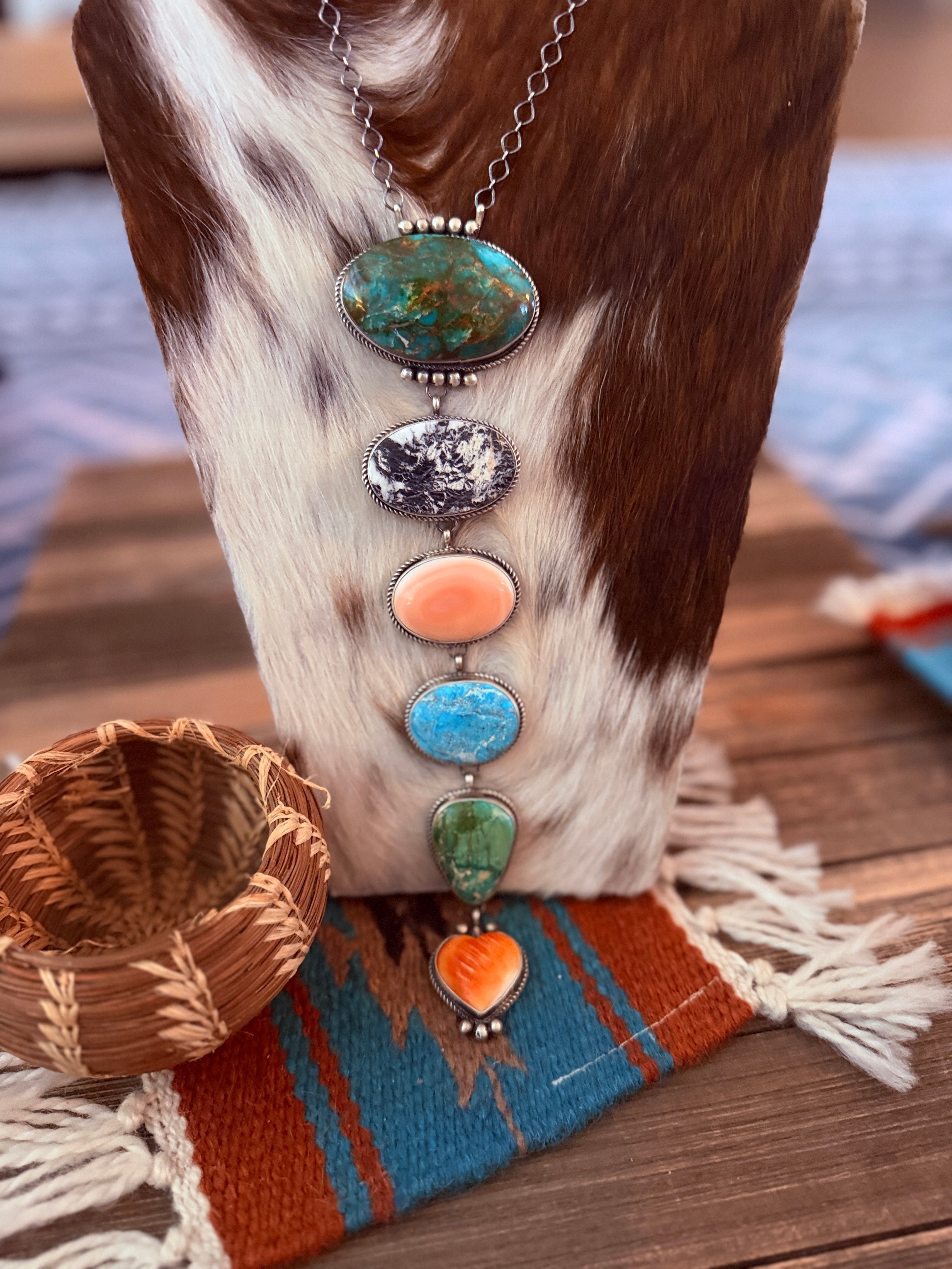 Handcrafted Multi Stone & Sterling Silver Lariat Necklace by Vicky Hicks