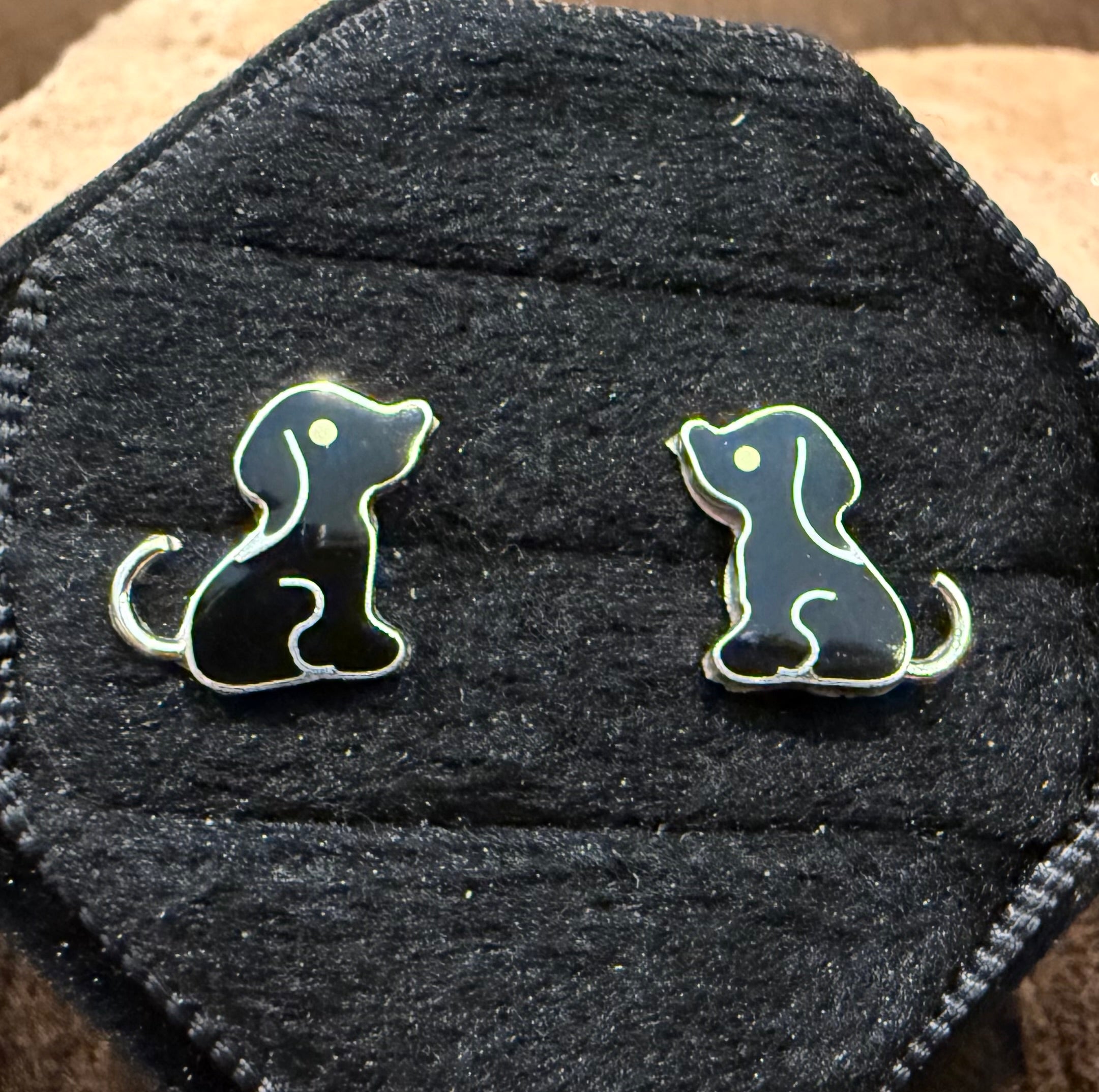 Black Dog Sterling Silver Stud Earrings