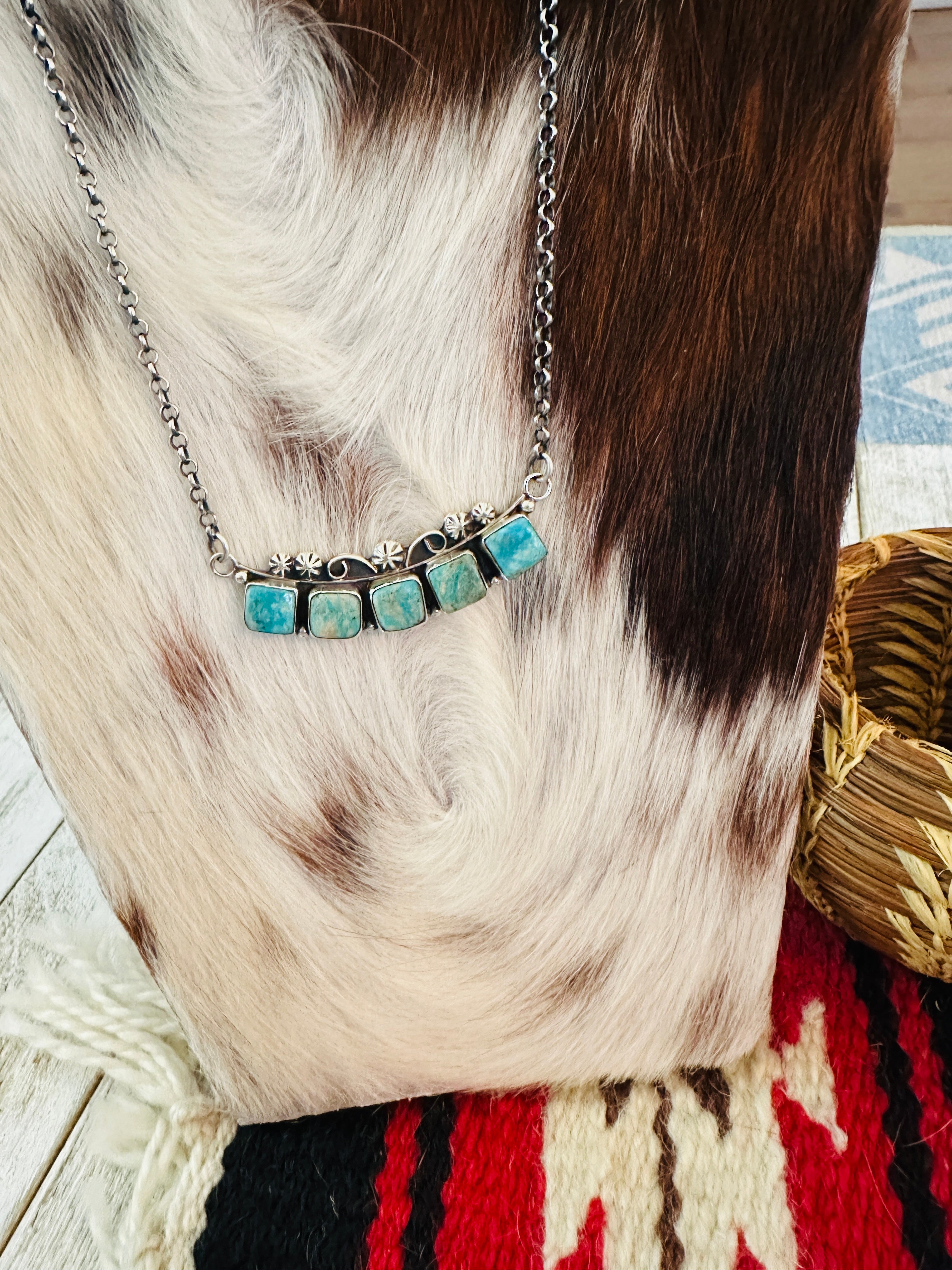 Handcrafted Sterling Silver & Royston Turquoise Necklace by Jacqueline Silver