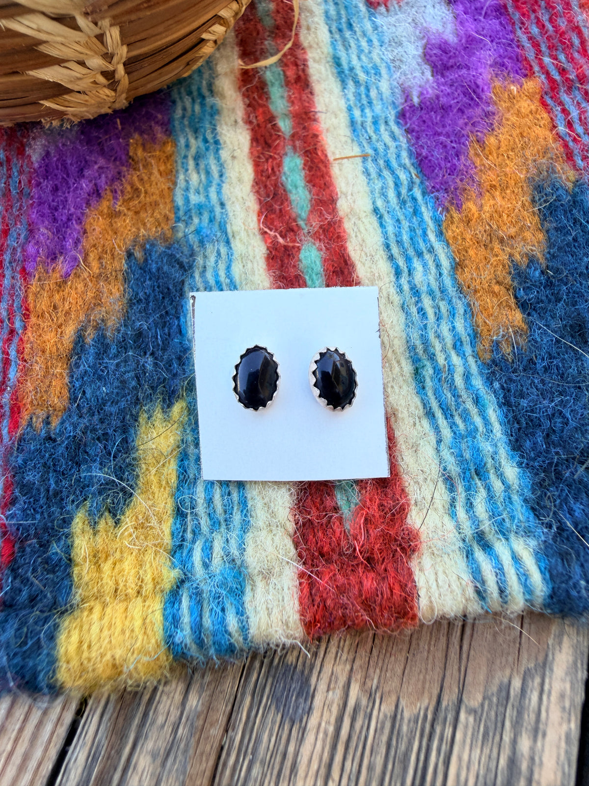 Handcrafted Onyx & Sterling Silver Stud Earrings