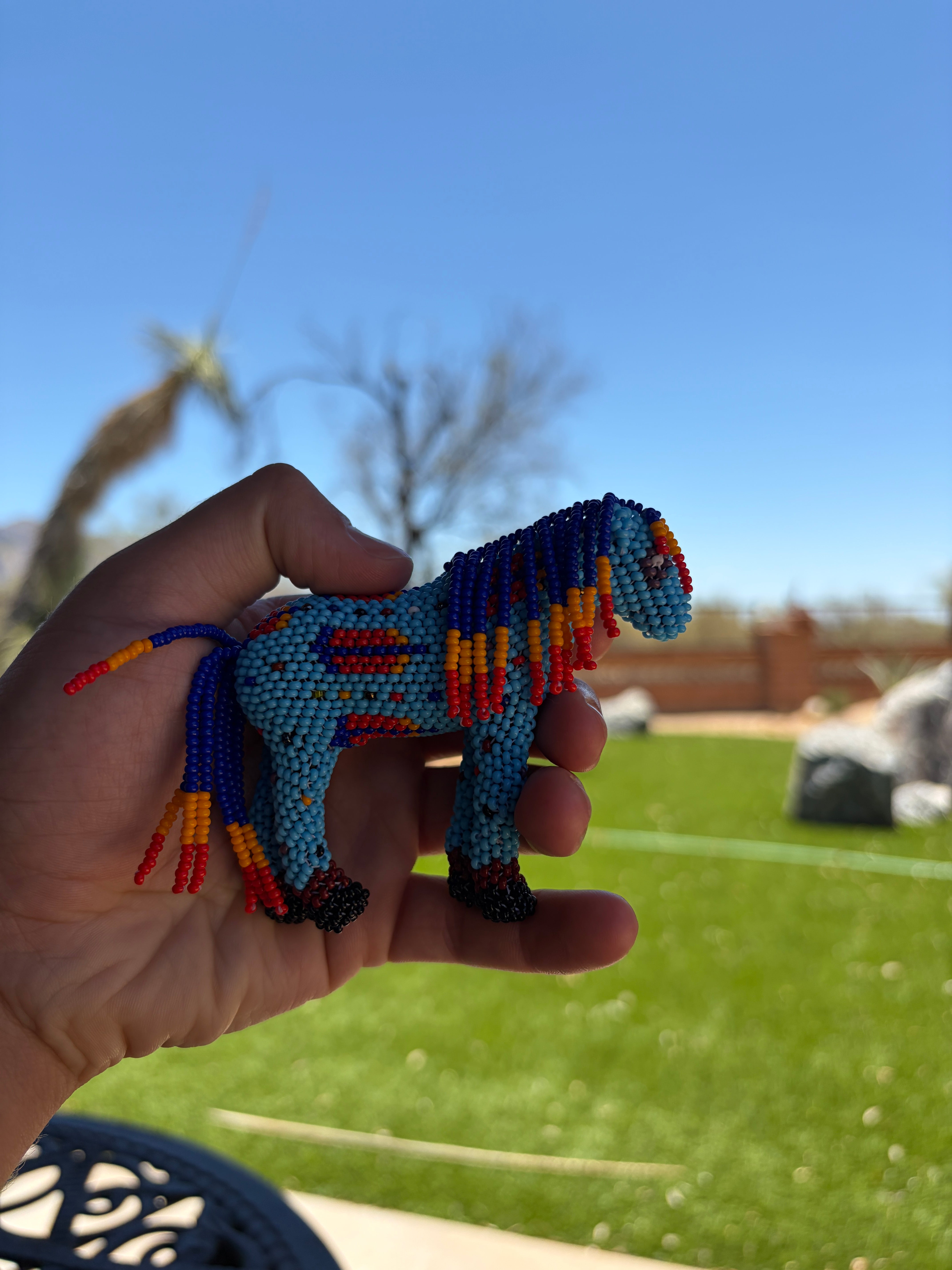 Handmade Peyote Stitched Horse Figurine- Blue 3