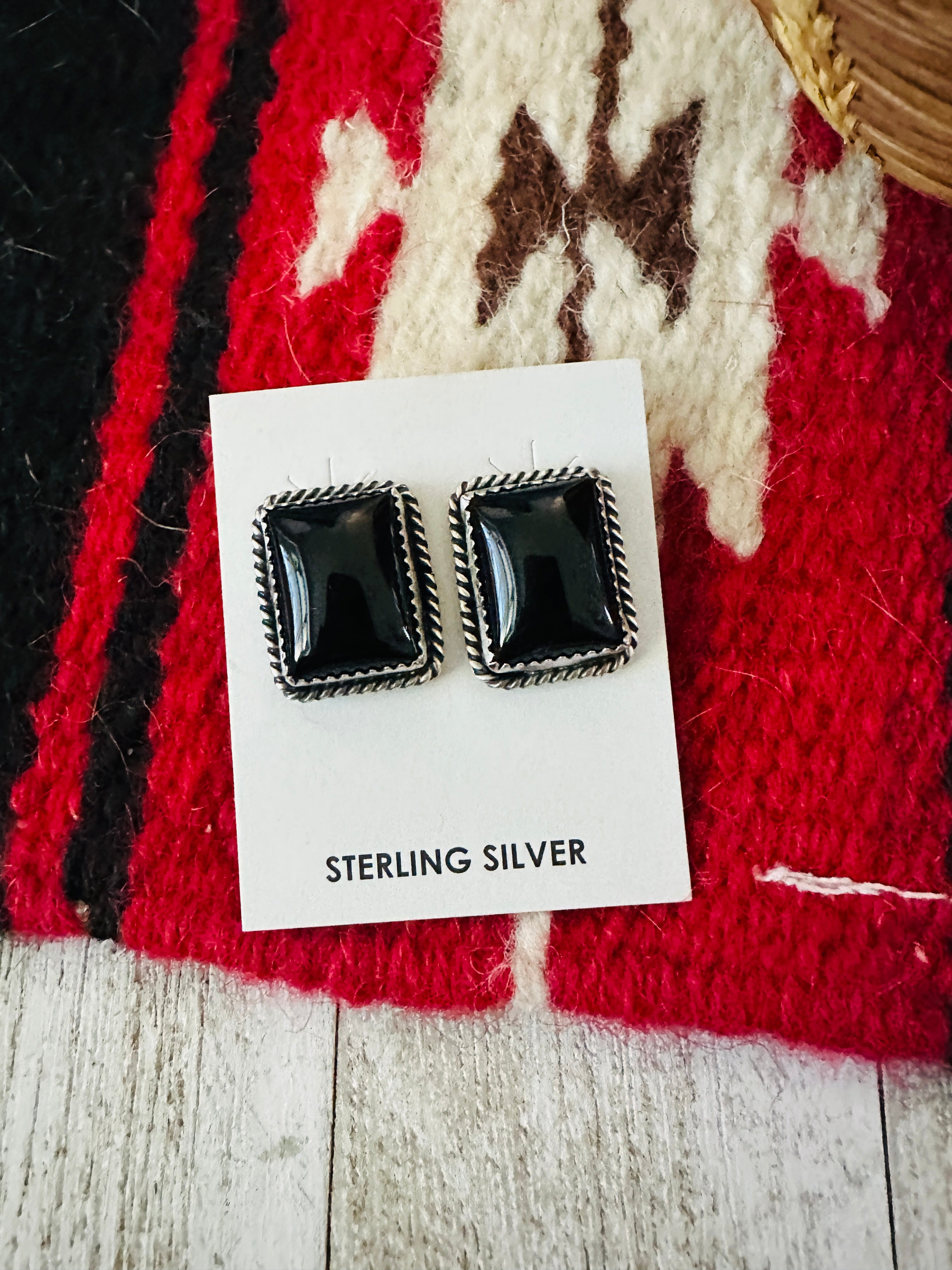 Handcrafted Onyx & Sterling Silver Post Earrings