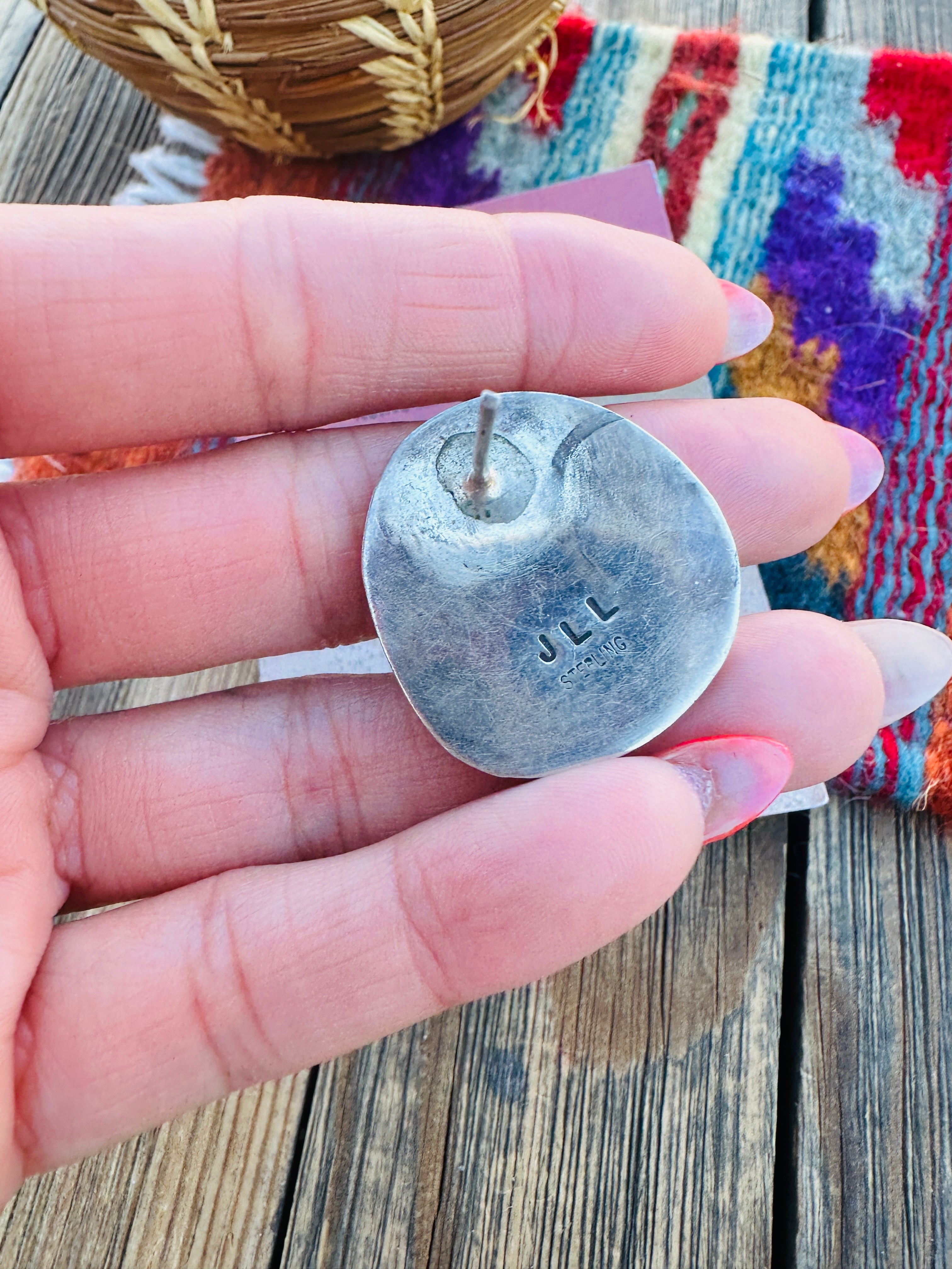 Handcrafted Old Pawn Sterling Silver & Turquoise Post Earrings