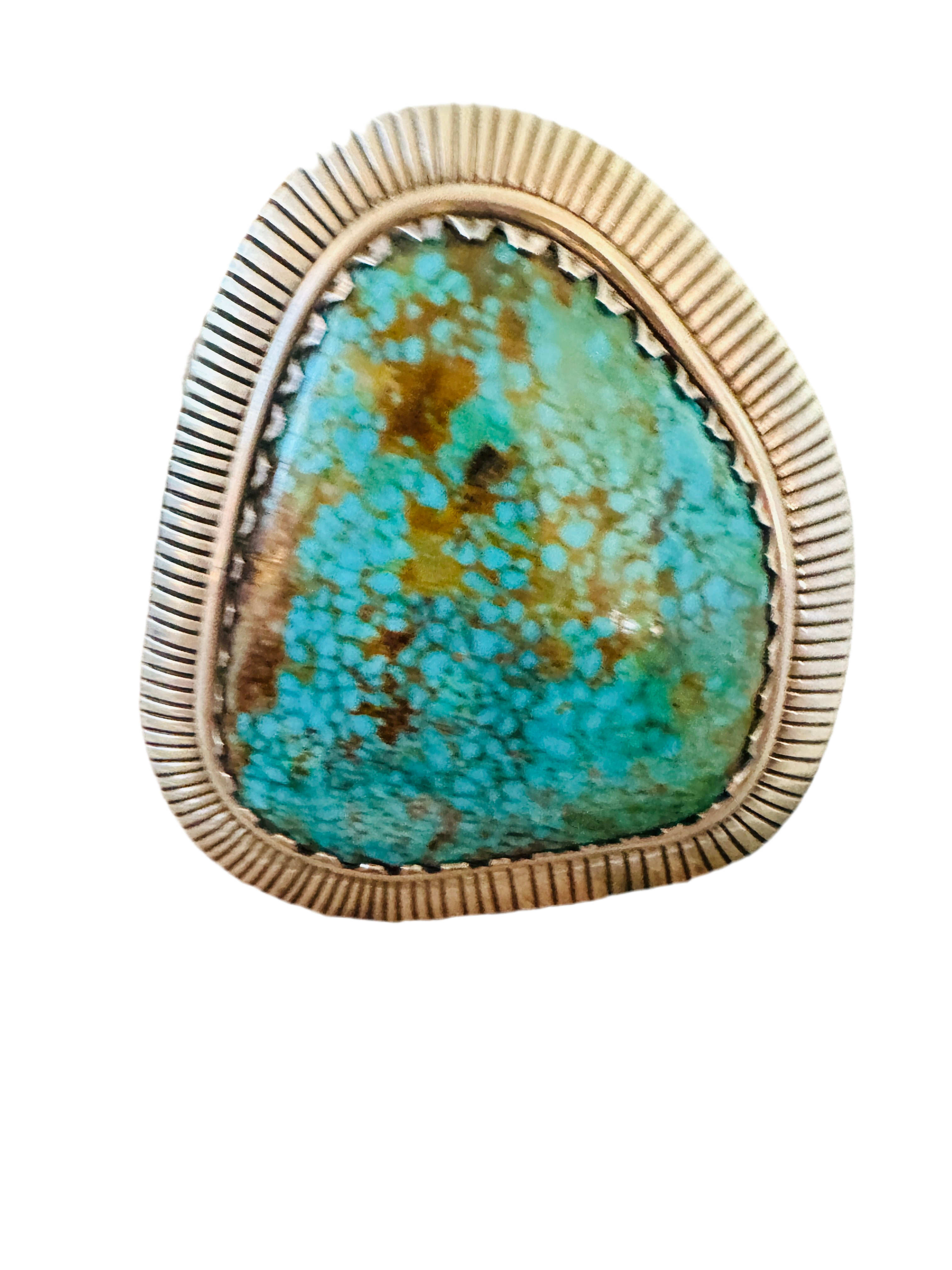 Old Pawn Handcrafted Sterling Silver & Spider Web Kingman Turquoise Cuff Bracelet