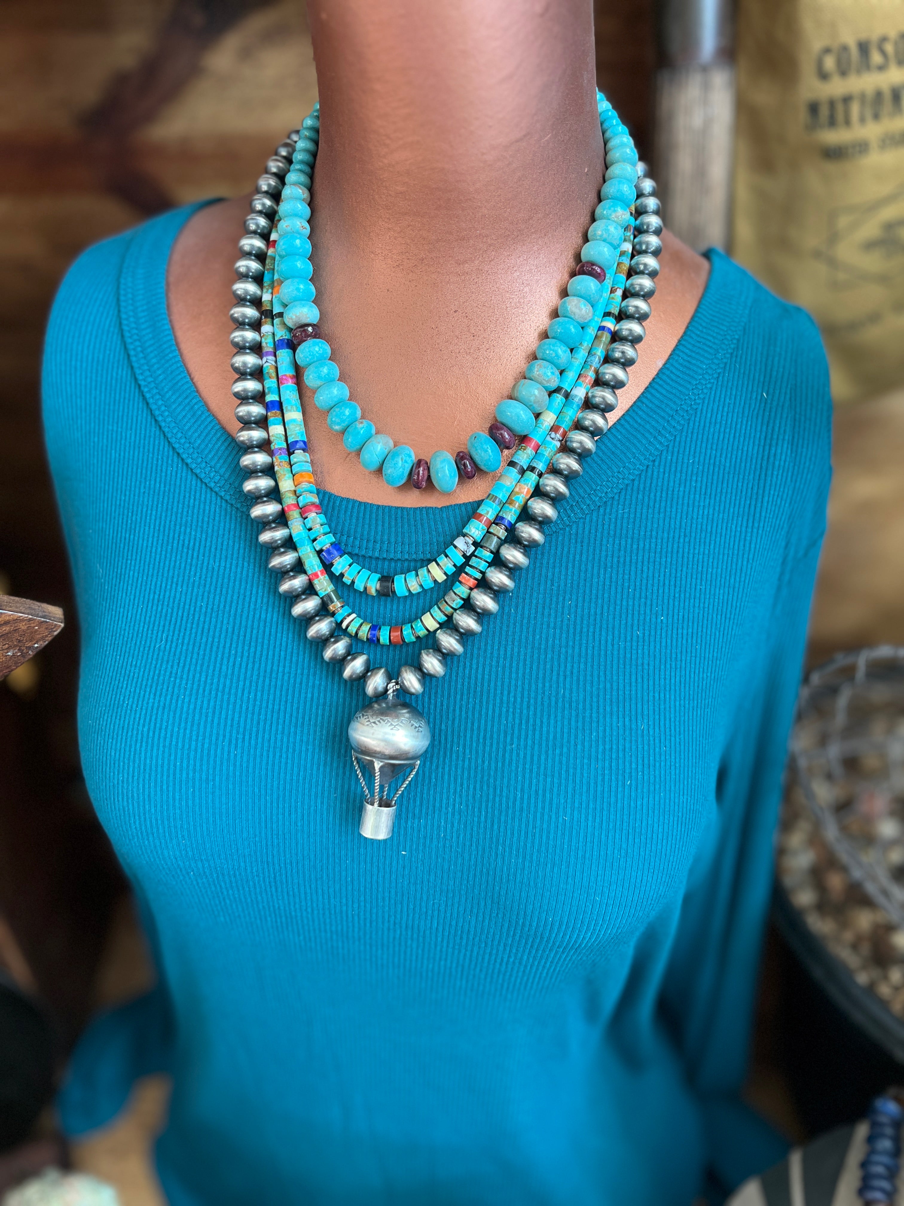 Ronald Chavez Handcrafted Multistone Graduated Heishi Bead Necklace, 20-3/8 inches