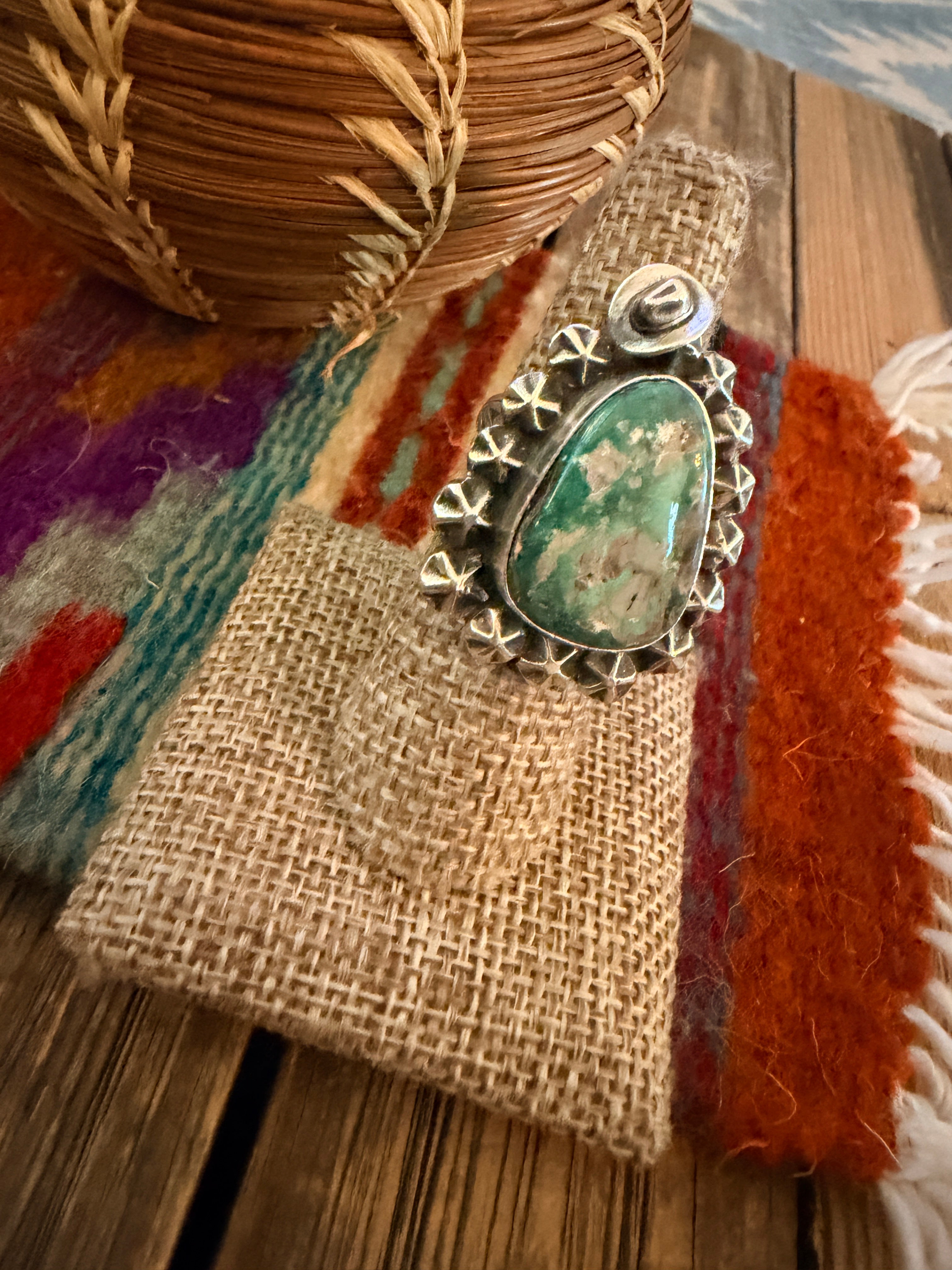 Handmade Sterling Silver and Turquoise Adjustable Ring