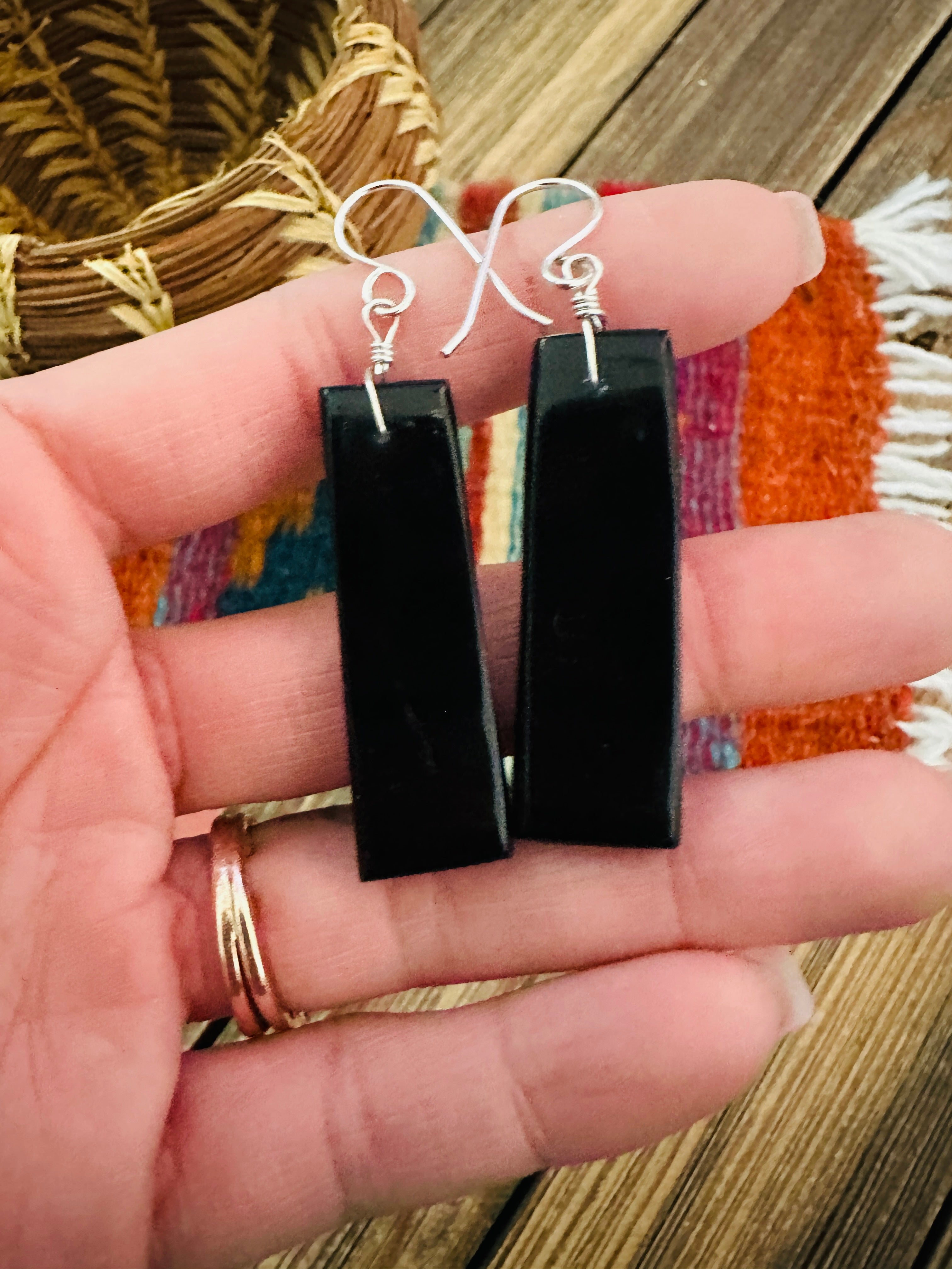 Handcrafted Multi Stone Inlay Slab Dangle Earrings