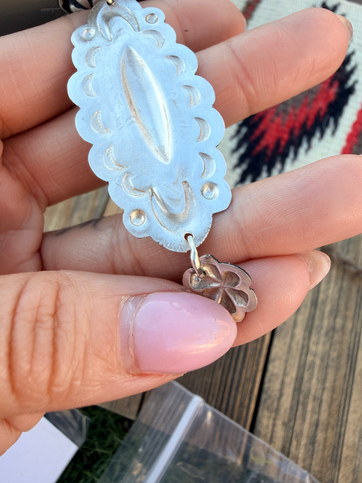 Handcrafted Sterling Silver Concho Dangle Earrings by Leander Tahe