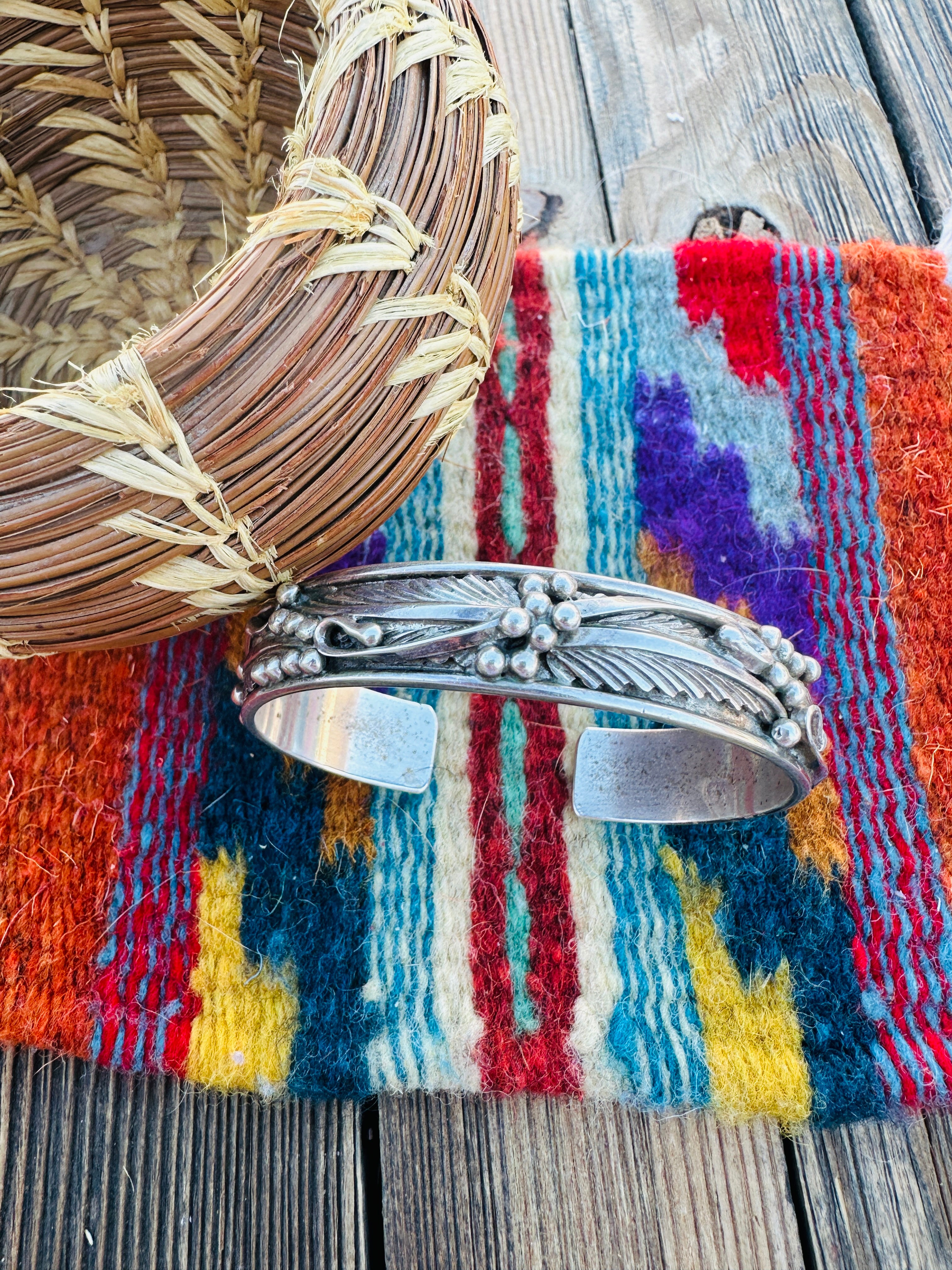 Handcrafted Old Pawn Sterling Silver Cuff Bracelet