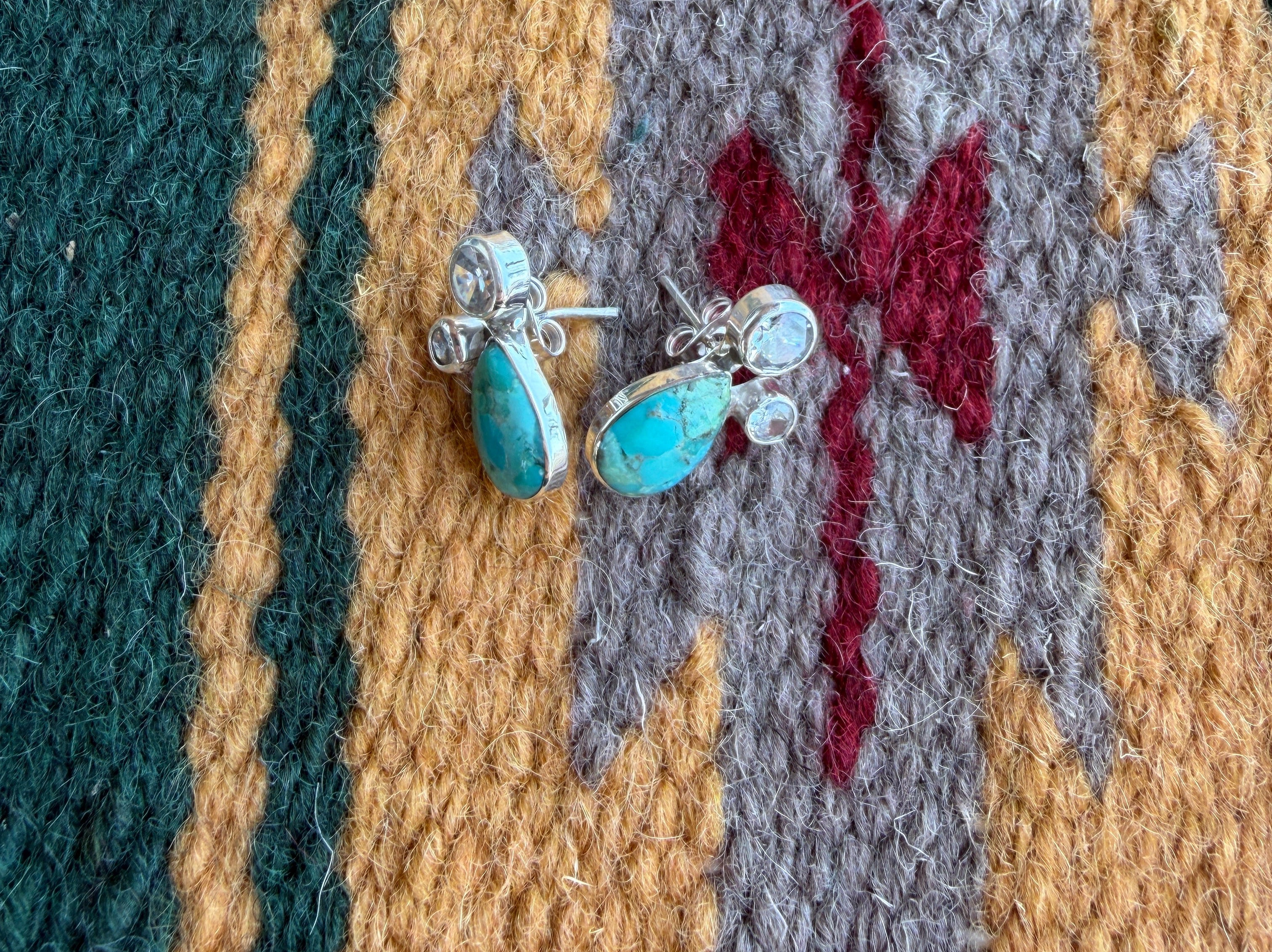 Handmade Turquoise & Sterling Silver Post Earrings