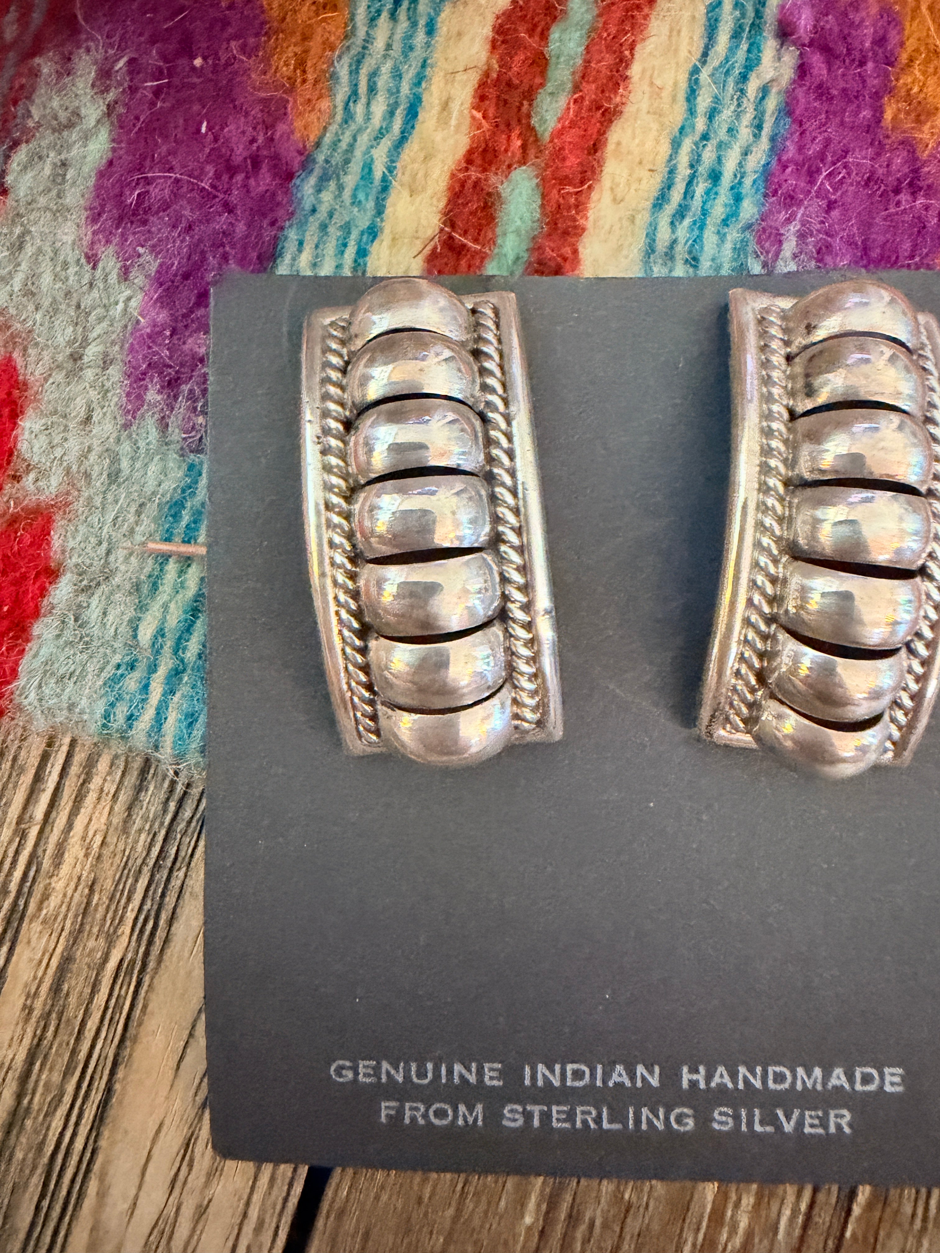 Handcrafted Old Pawn Rolled Sterling Silver Post Earrings