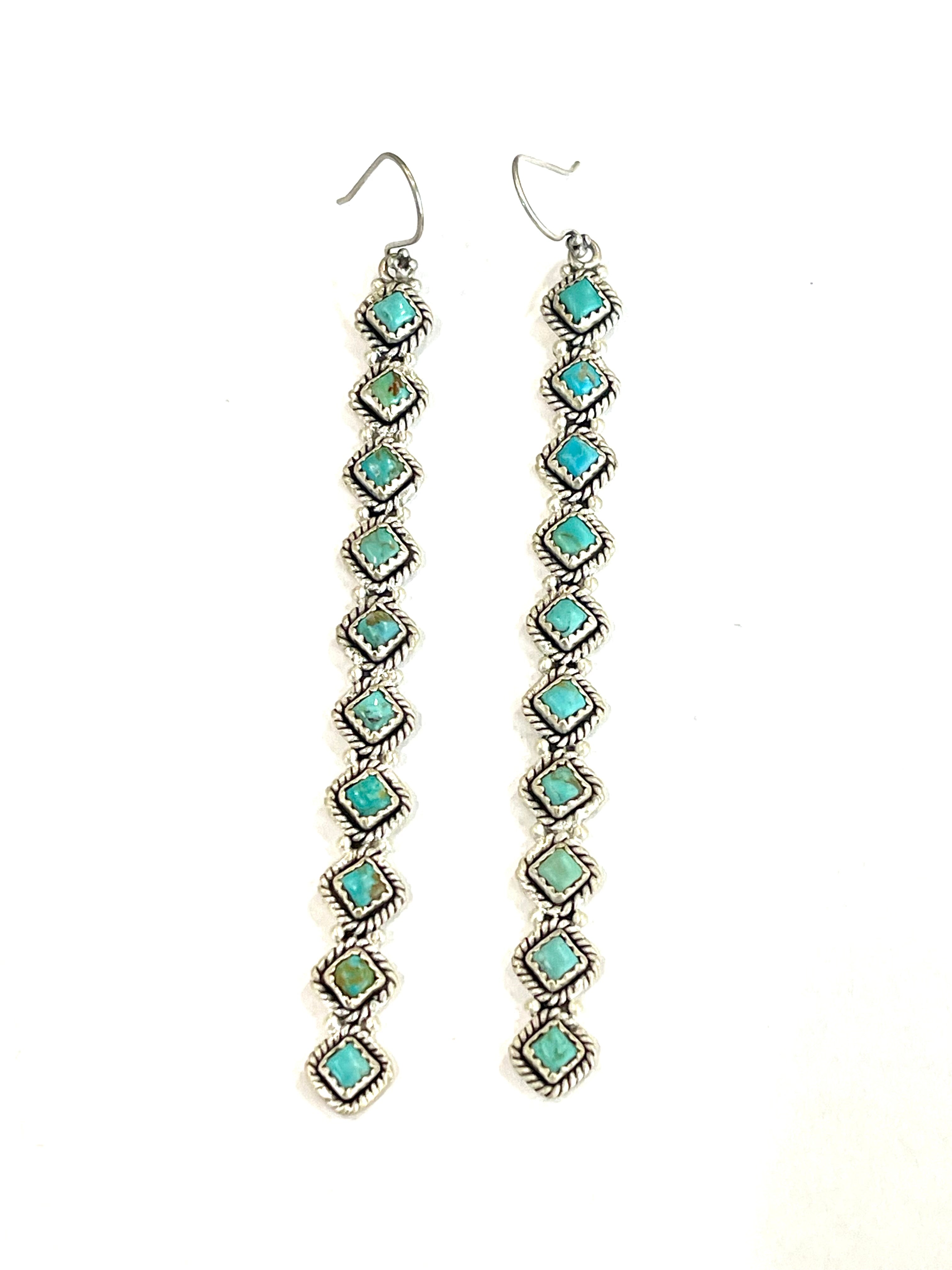 Handmade Turquoise and Sterling Silver Dangles 10 stone
