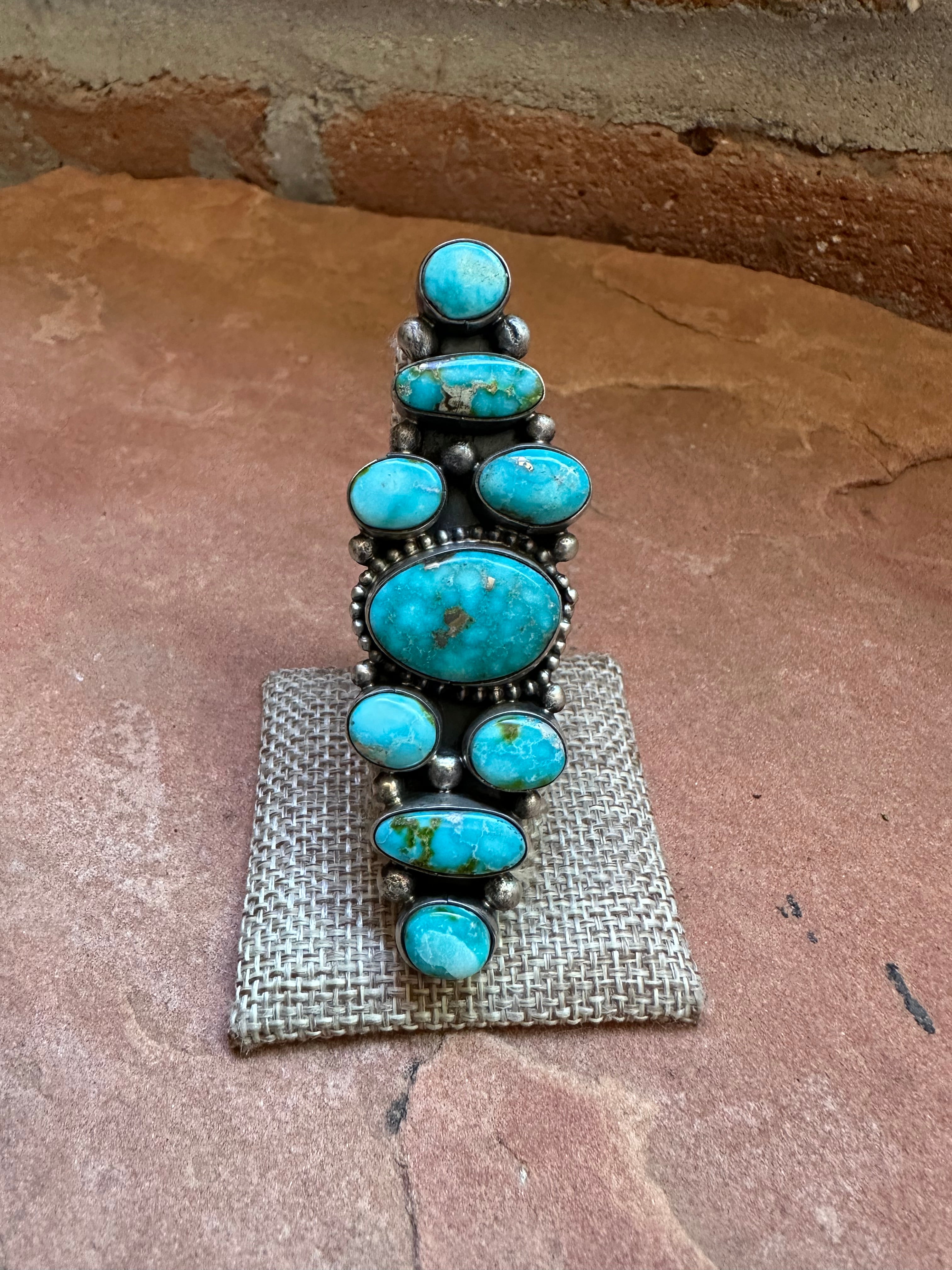 Navajo Blue BirdTurquoise & Sterling Silver Ring Size 8.5 Signed