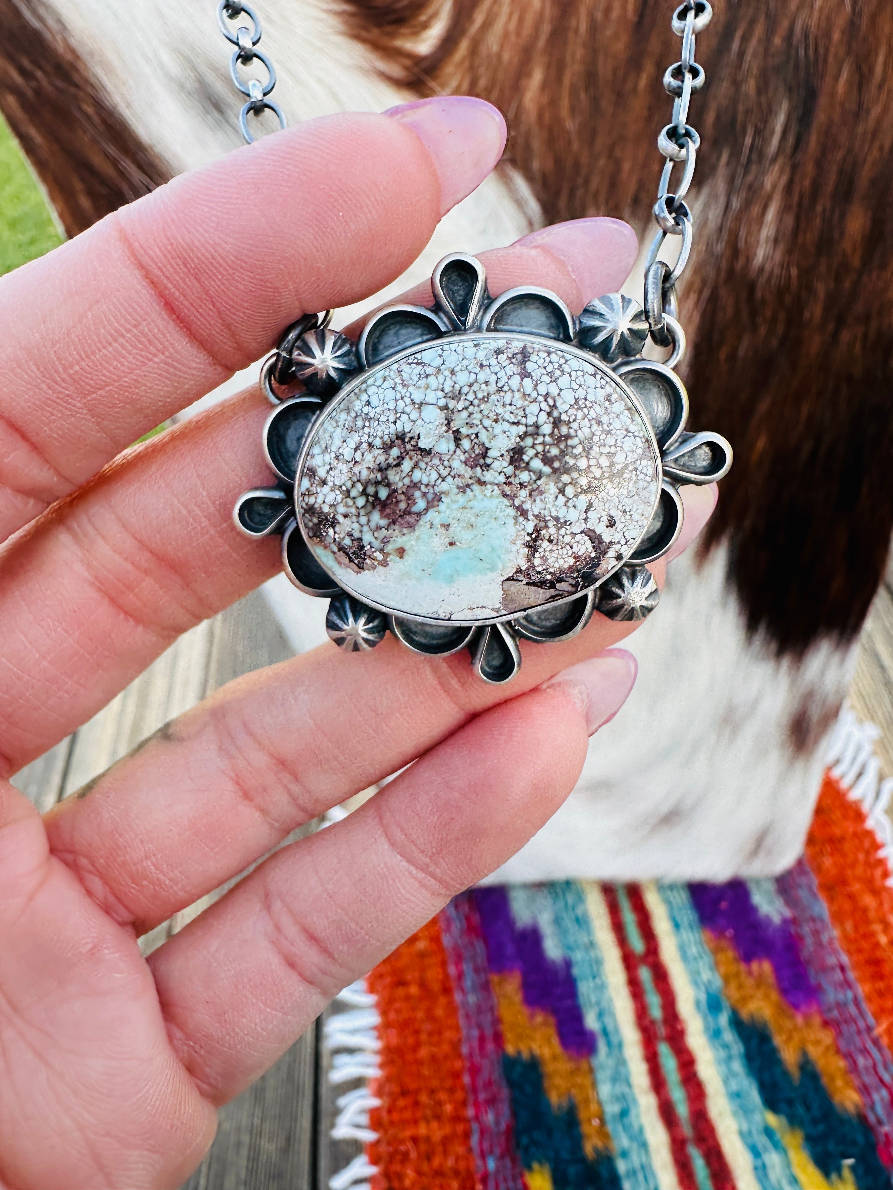 Handcrafted Dry Creek Turquoise & Sterling Silver Necklace by Jameson Garcia