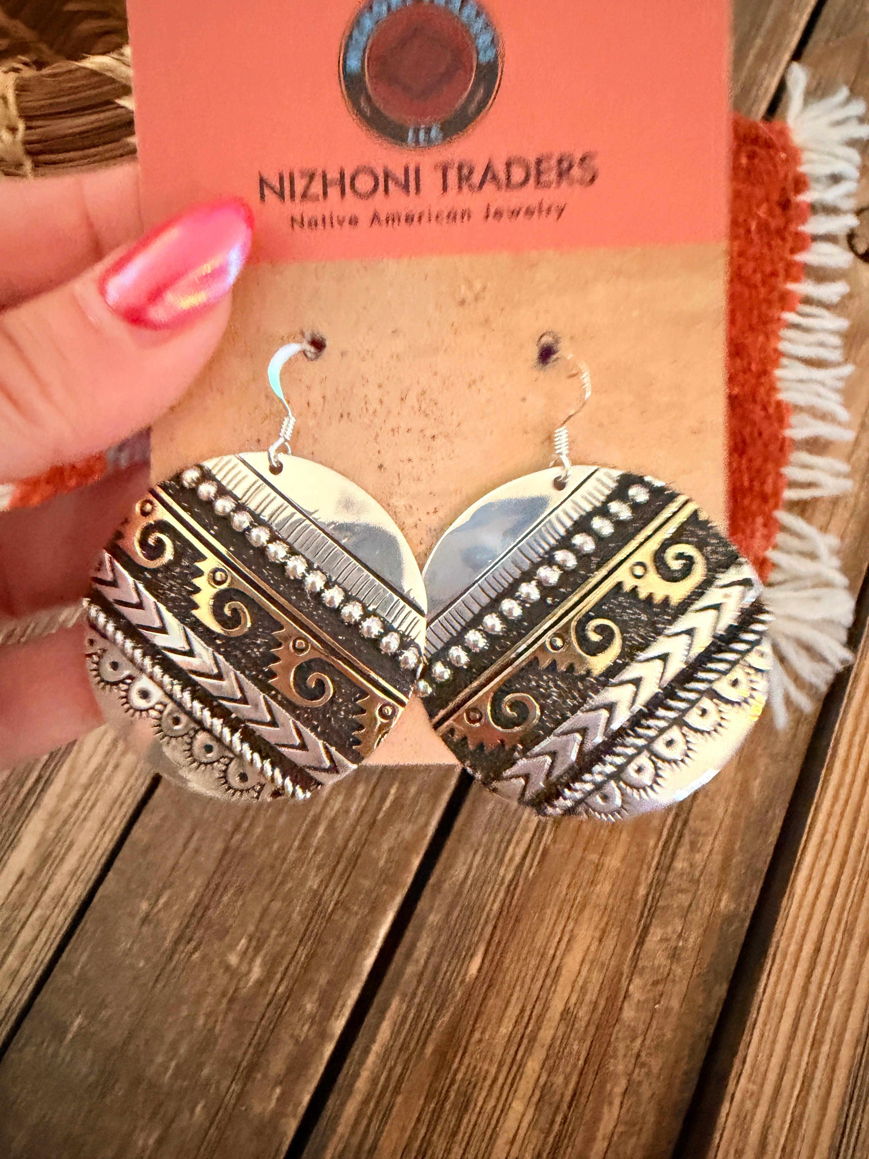 Handcrafted Sterling Silver & Copper Dangle Earrings by Rose Singer