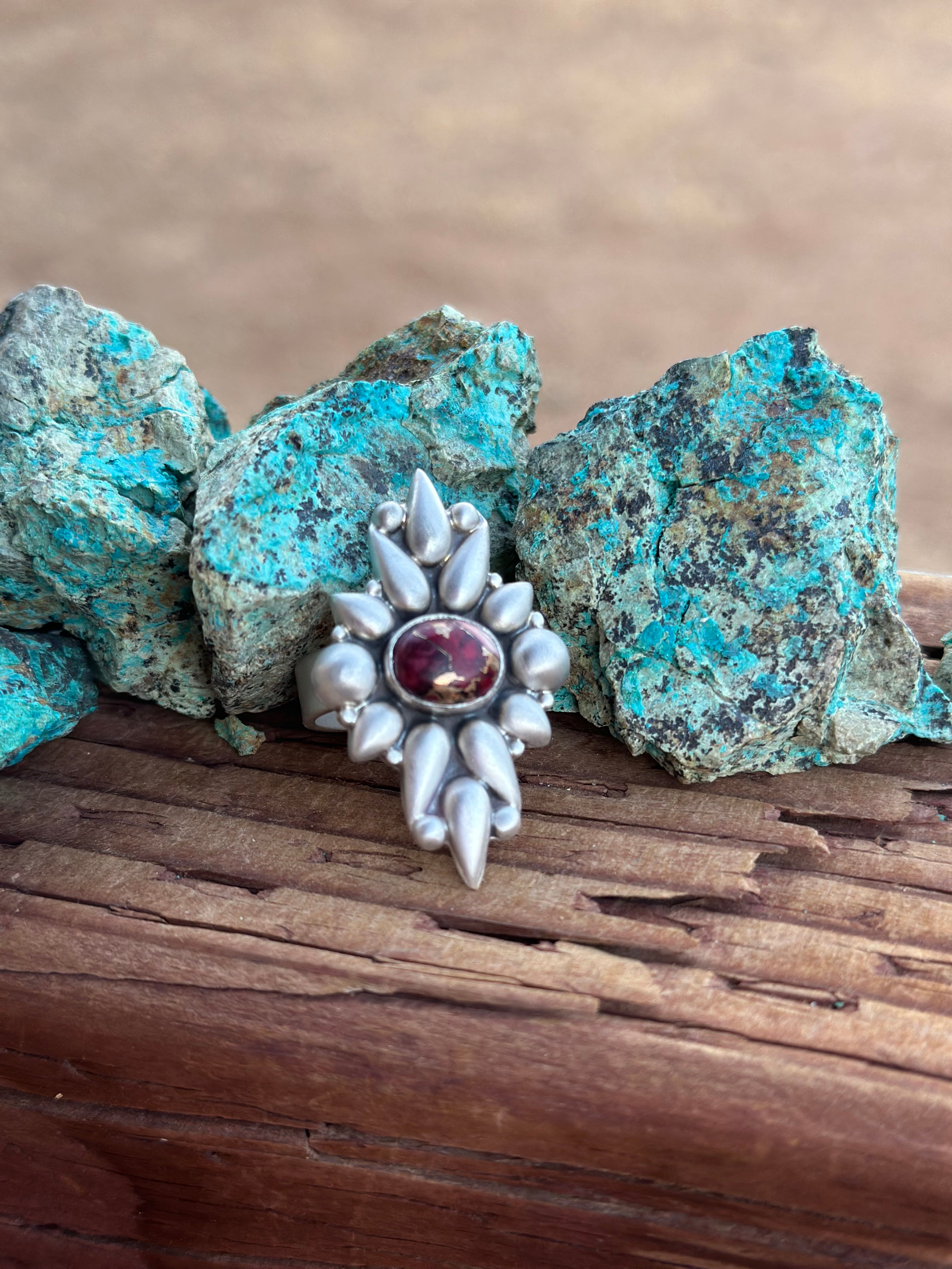 Beautiful Handmade Dahlia Rose And Sterling Silver Adjustable Ring