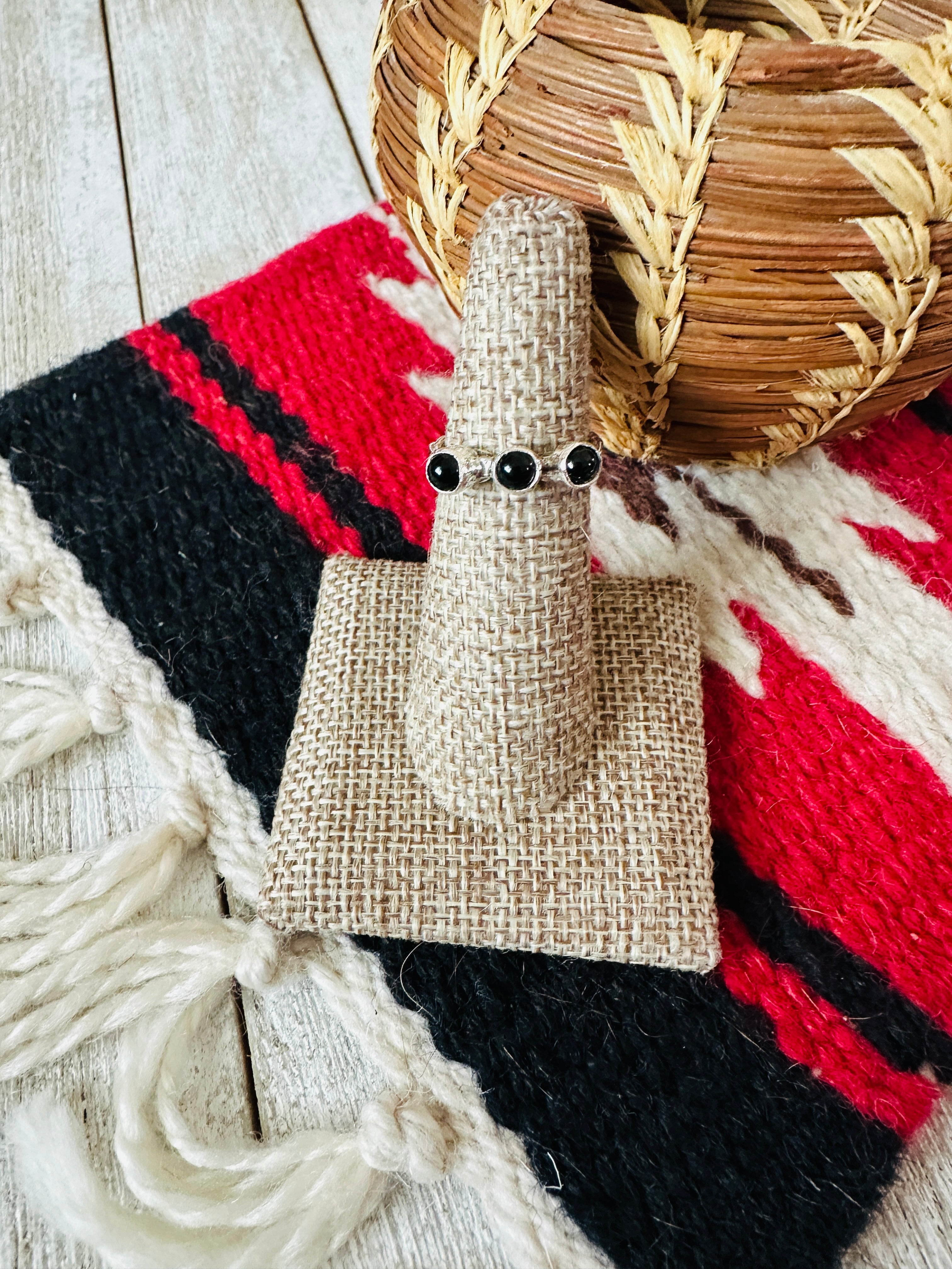 Navajo Onyx & Sterling Silver Band Ring Size 5.5