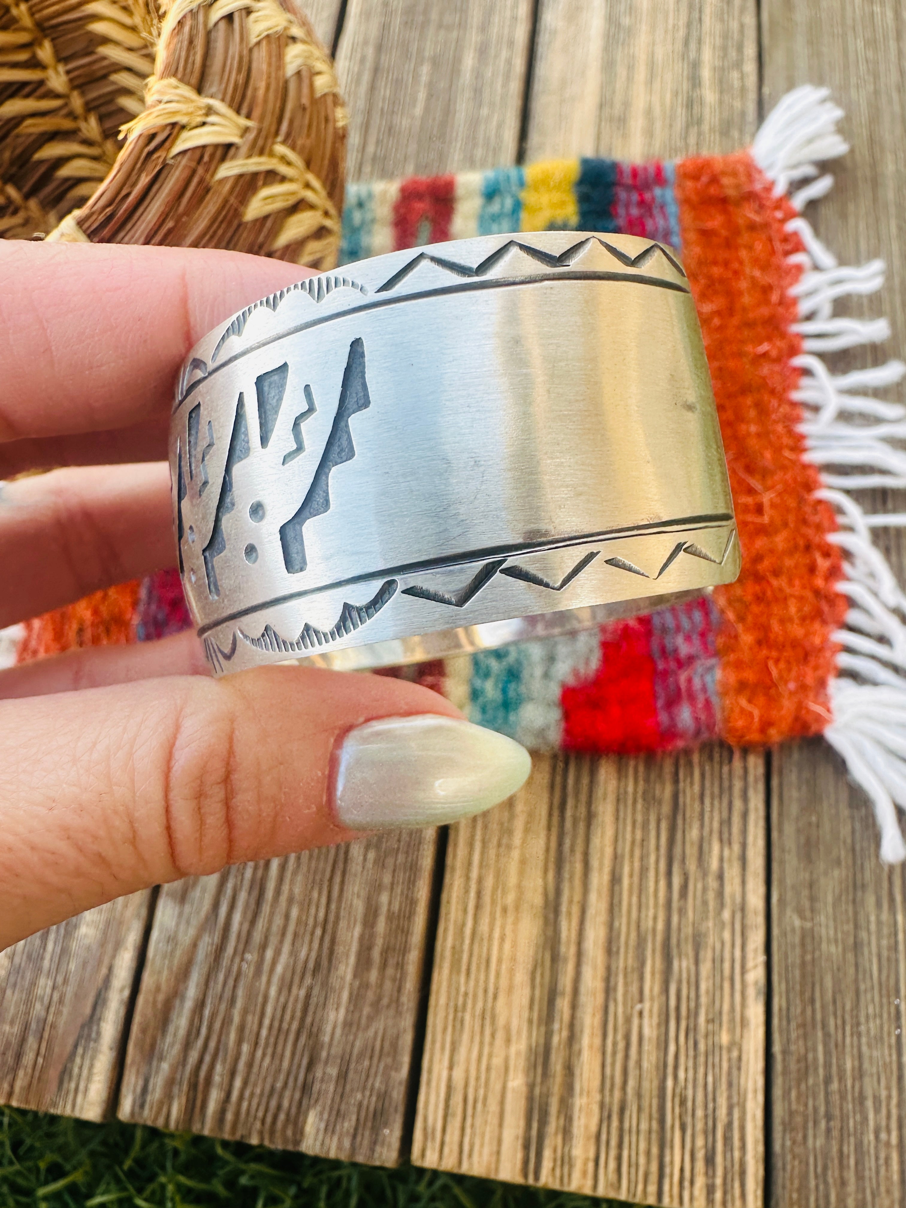 Hand Stamped Sterling Silver Cuff Bracelet