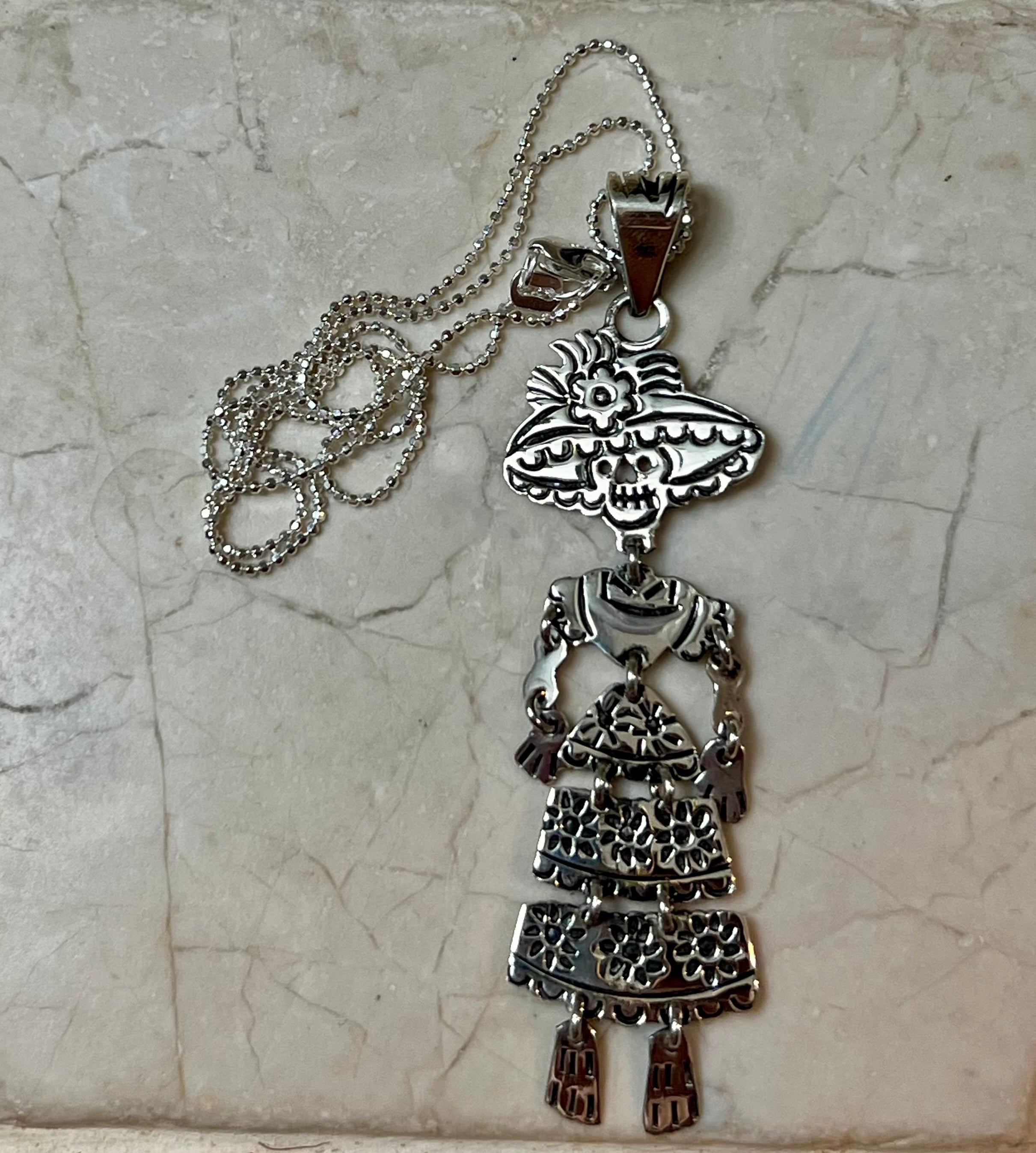 Hinged Catrina Sterling Silver Necklace
