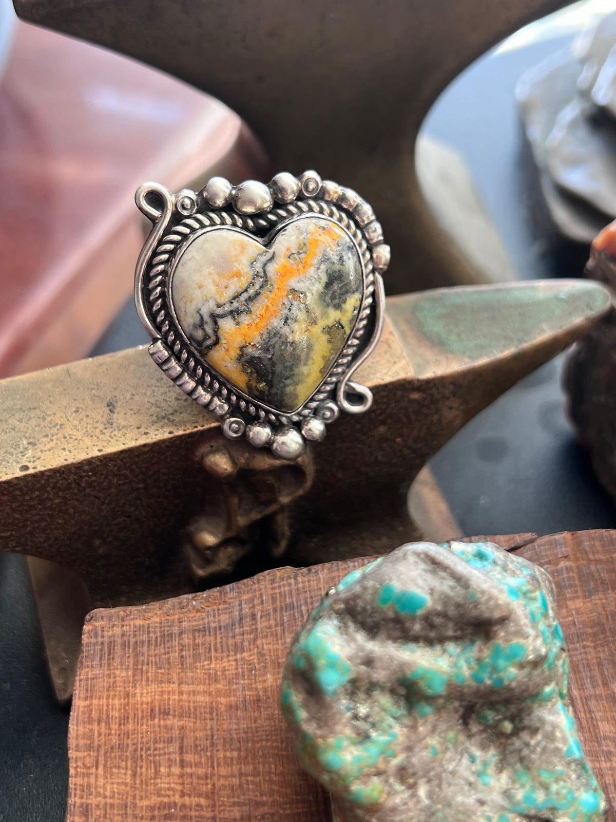 Rosella Paxson Sterling Silver & Bumblebee Heart Ring, Size 7.5-8