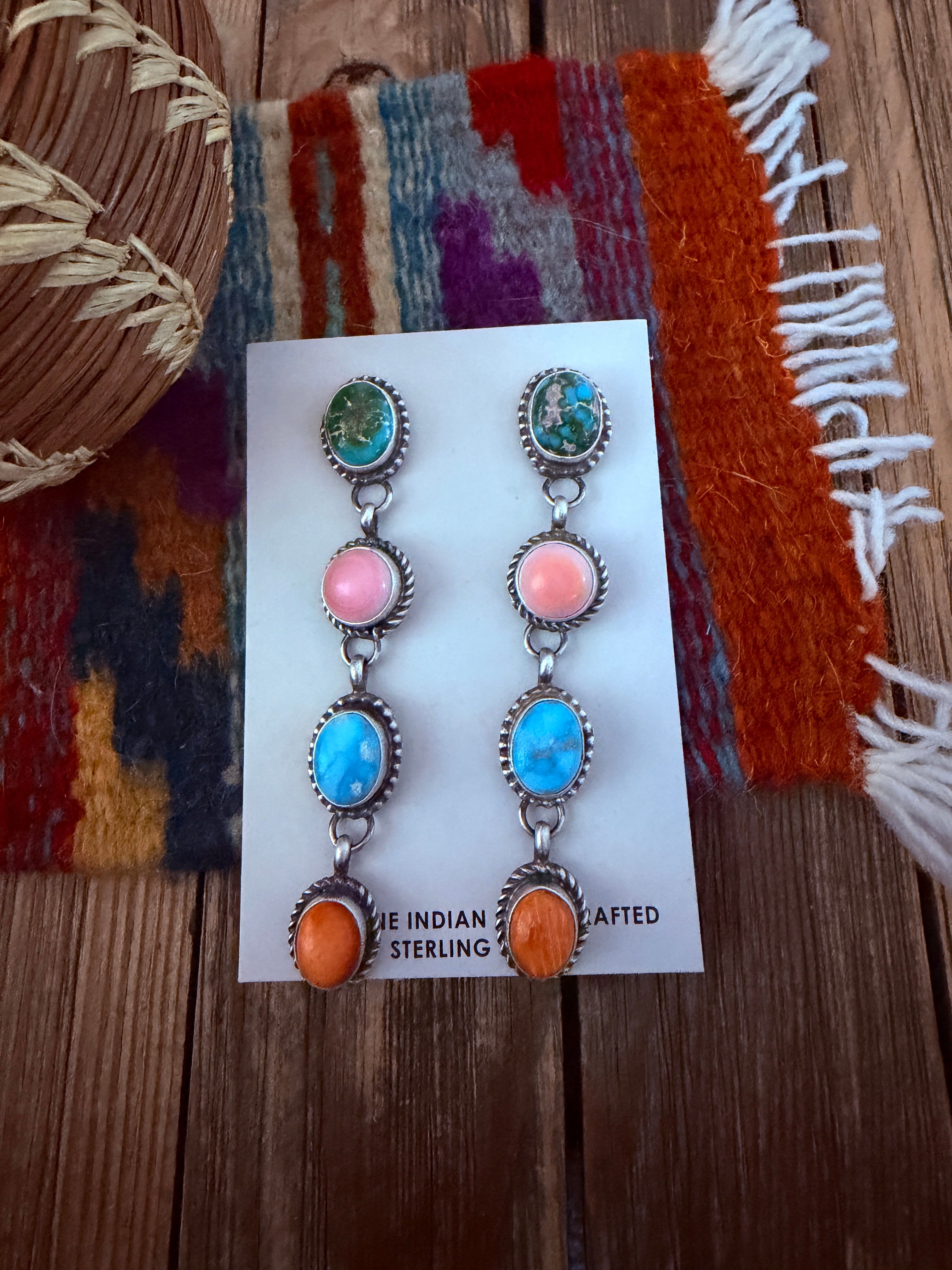 Handcrafted Multi Stone & Sterling Silver Dangle Earrings by Vicky Hicks