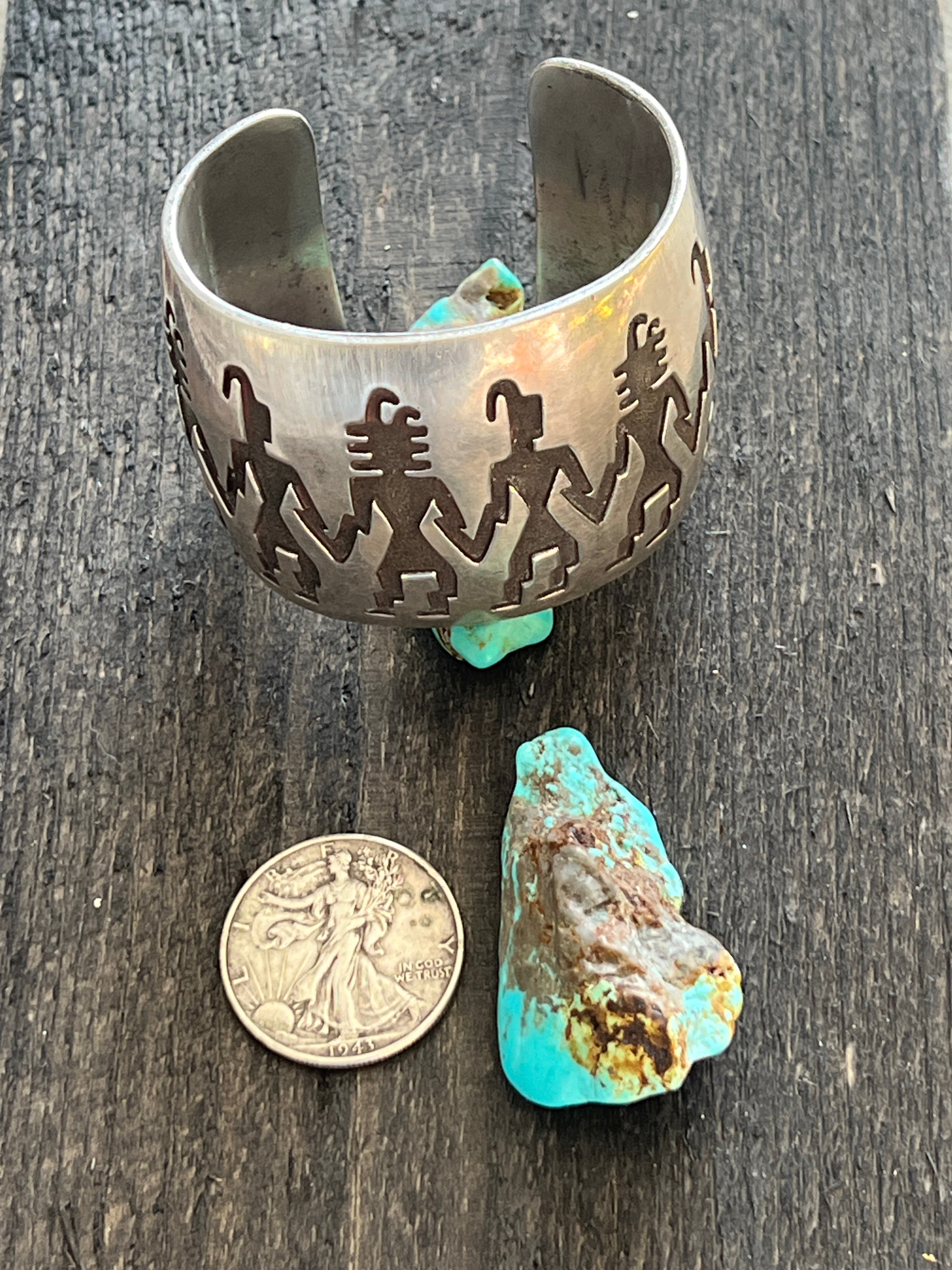 Handcrafted Vintage Sterling Silver Hopi Petroglyph Cuff