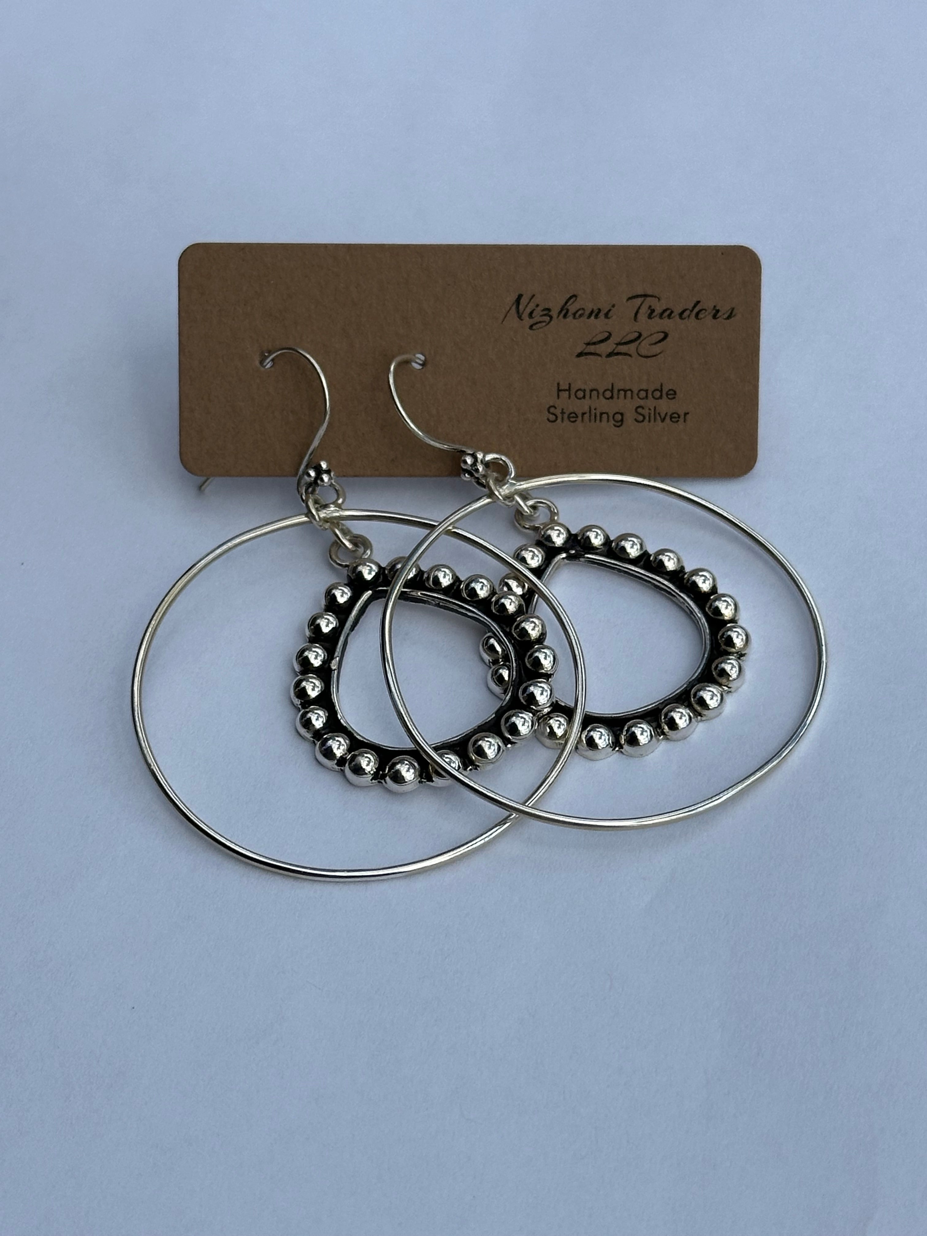 Handmade Sterling Silver Ball Hoop Earrings