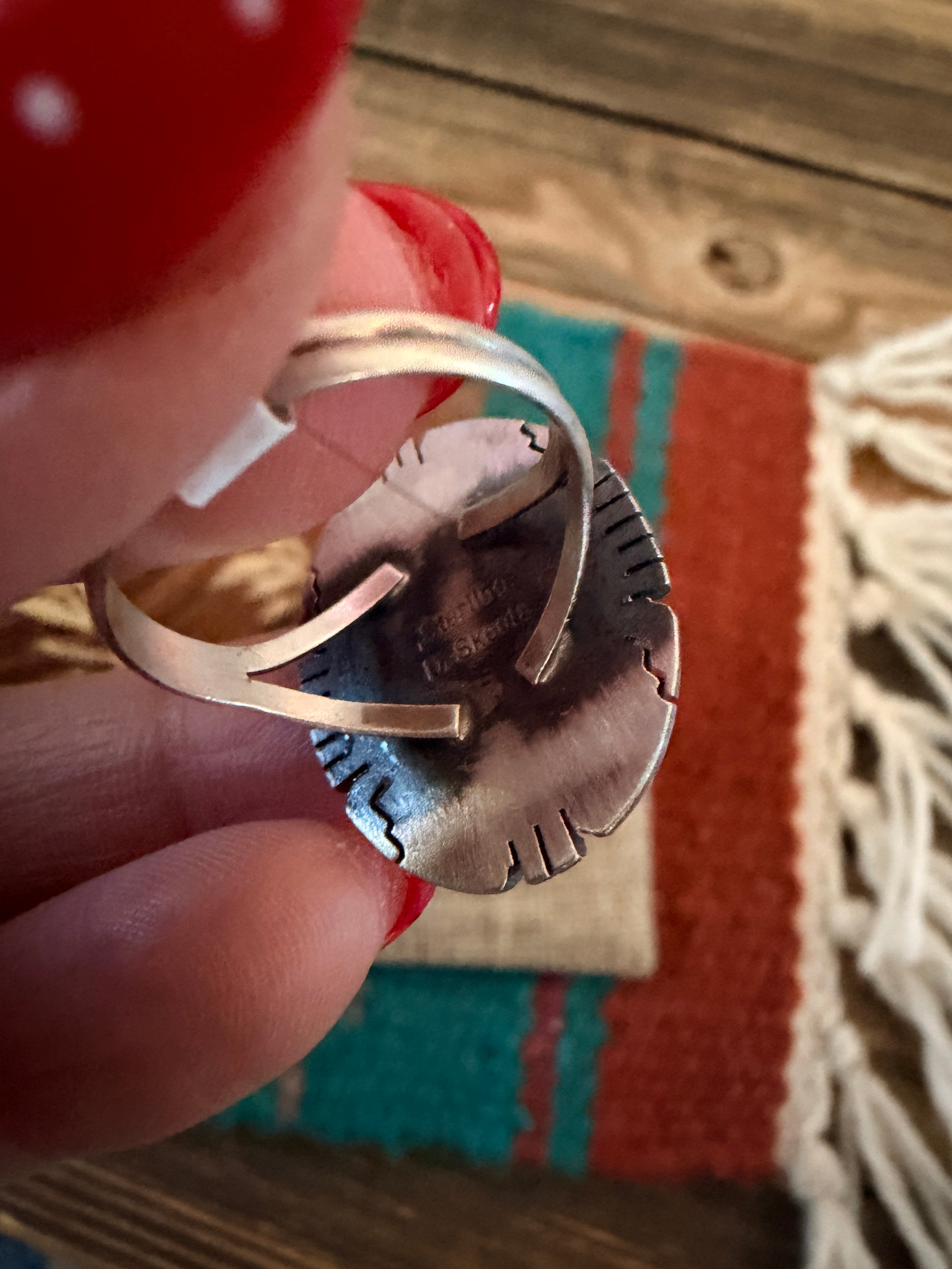 Handcrafted Red Spiny Oyster & Sterling Silver Ring Size 7.5